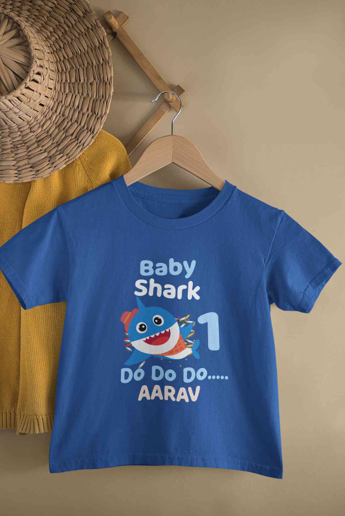 Custom Name Baby Shark Do Do Do First Birthday Half Sleeves T-Shirt for Boy-FunkyTeesClub