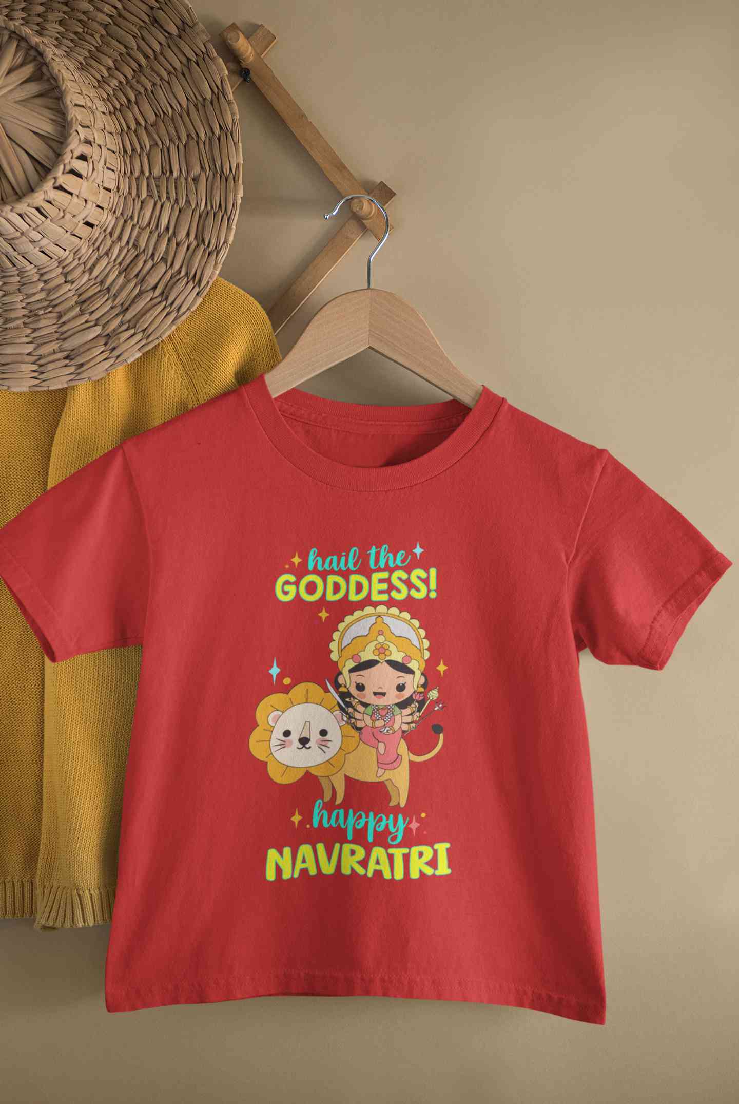 Happy Navratri Half Sleeves T-Shirt For Girls -FunkyTeesClub