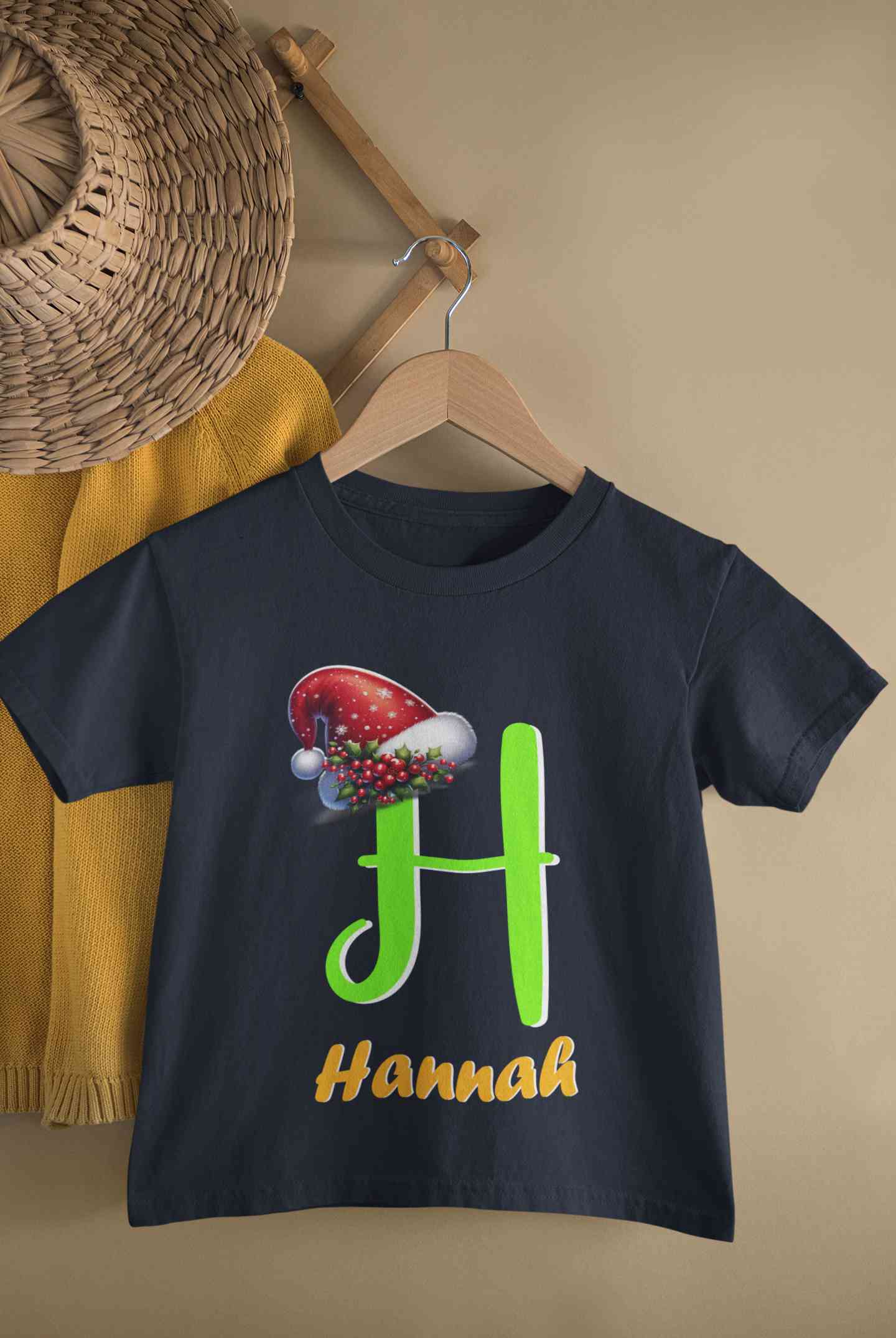 Custom Name Christmas Half Sleeves T-Shirt For Girls -FunkyTeesClub