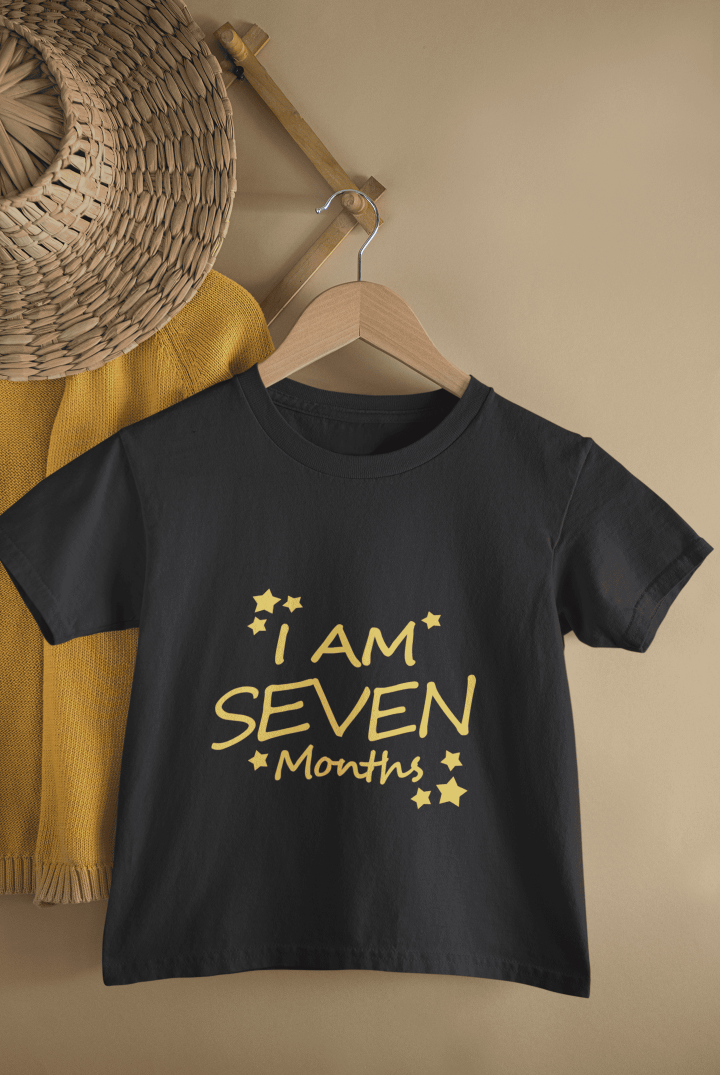 I Am Seven Months Half Sleeves T-Shirt for Boys -FunkyTeesClub