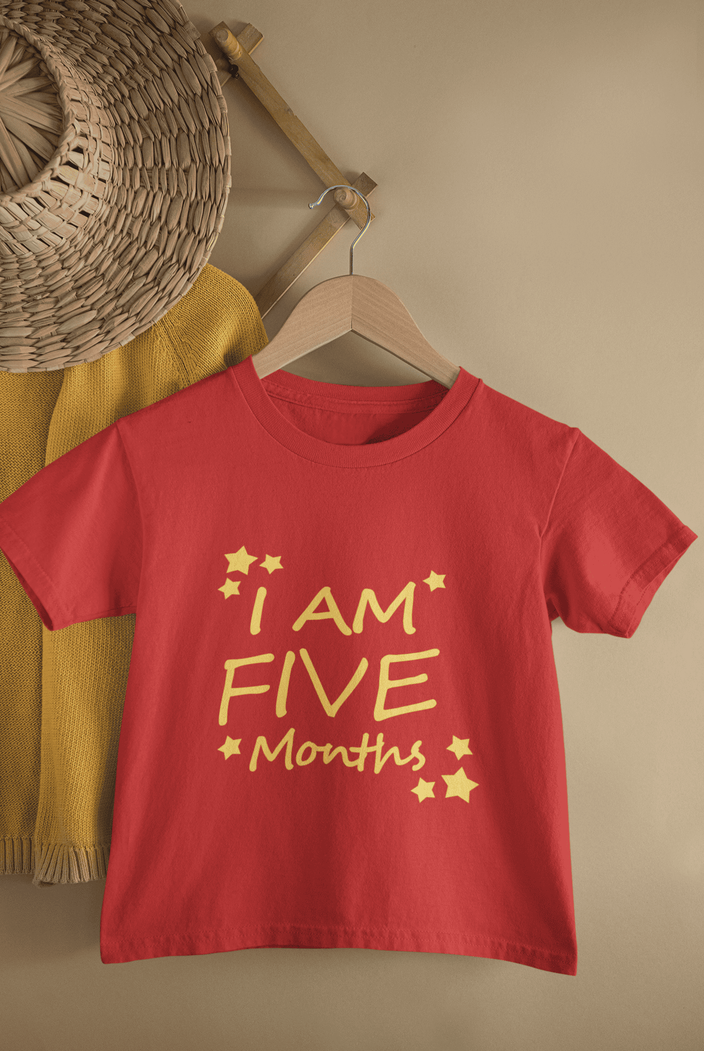 I Am Five Months Half Sleeves T-Shirt for Boys -FunkyTeesClub