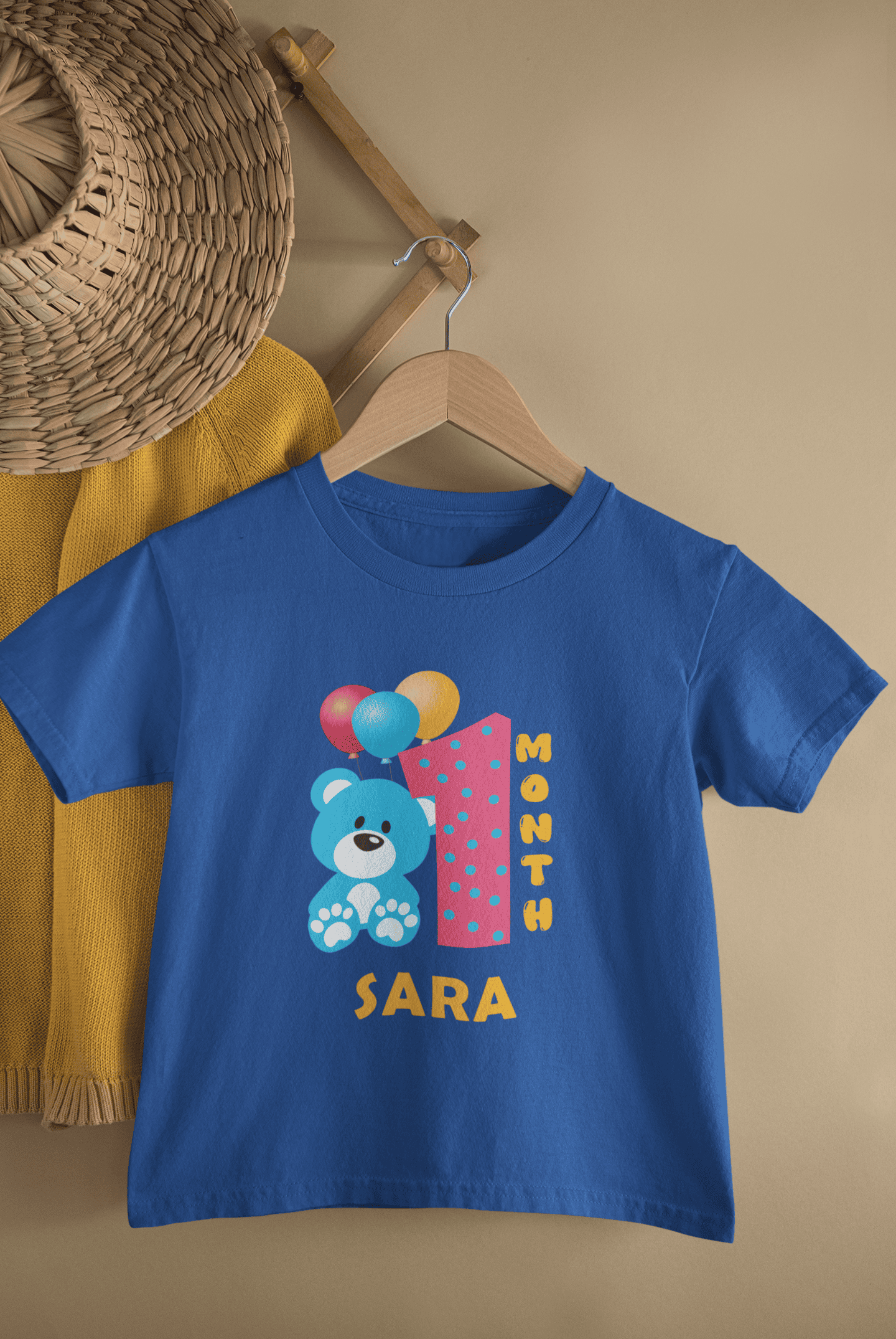Custom Name First Month Birthday Half Sleeves T-Shirt For Girls -FunkyTeesClub