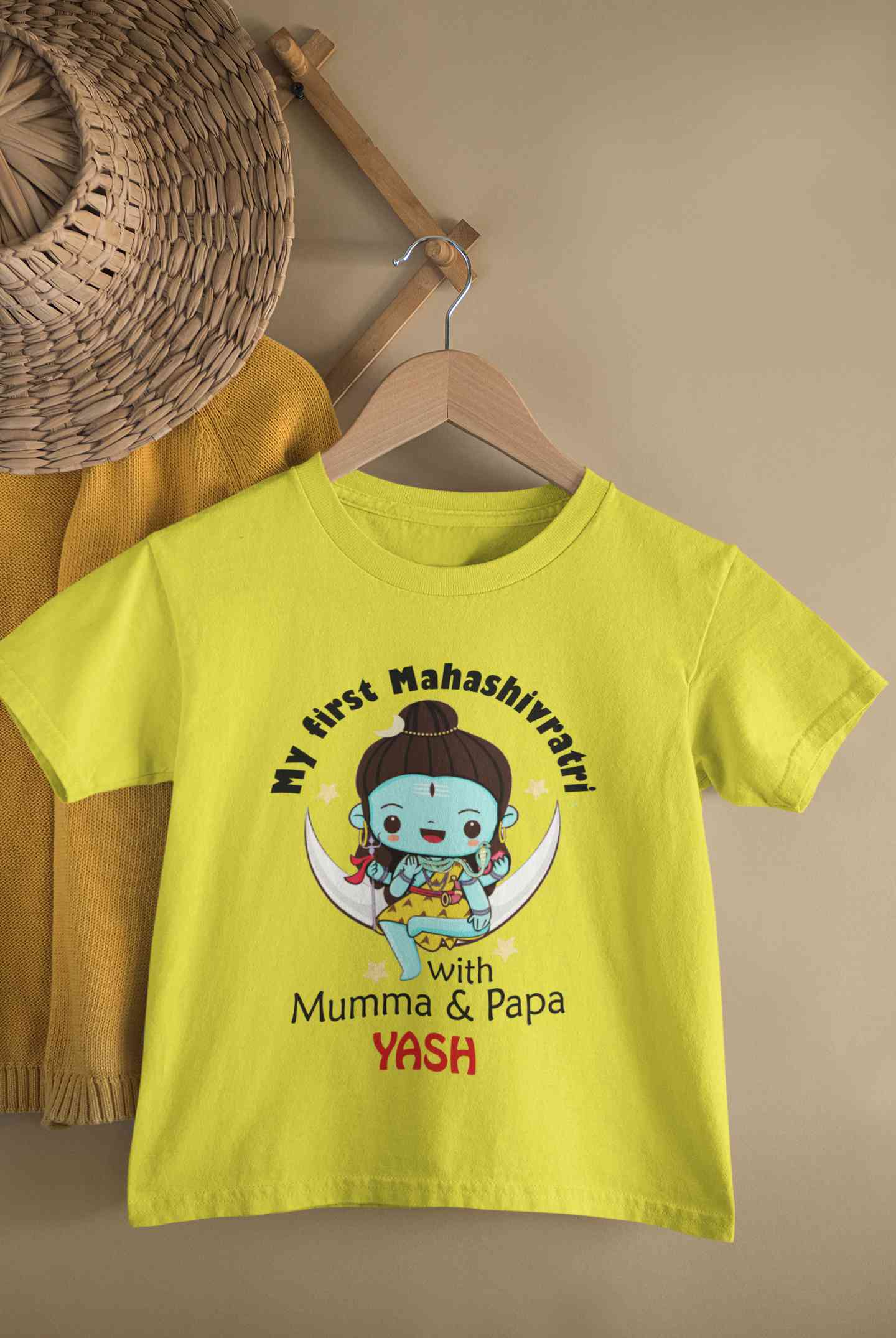 Custom Name Mahashivratri With Mumma & Papa Half Sleeves T-Shirt for Boy-FunkyTeesClub