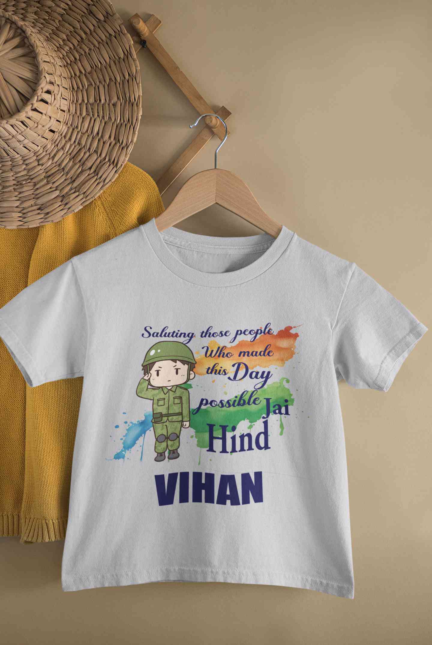 Custom Name Saluting Those People Who Made This Day Possible Jai Hind Independence Day Half Sleeves T-Shirt for Boy-FunkyTeesClub