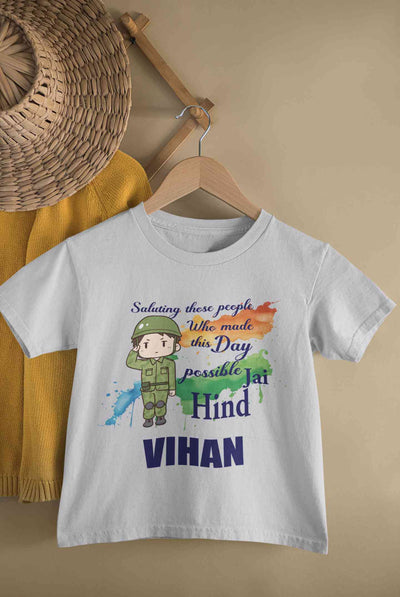 Custom Name Saluting Those People Who Made This Day Possible Jai Hind Independence Day Half Sleeves T-Shirt for Boy-FunkyTeesClub