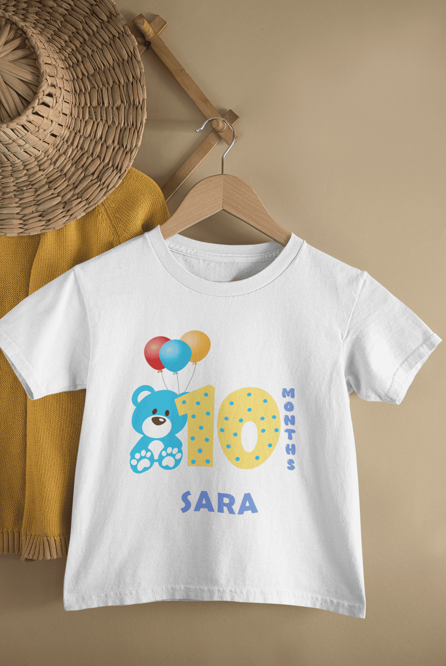 Custom Name Tenth Month Birthday Half Sleeves T-Shirt For Girls -FunkyTeesClub