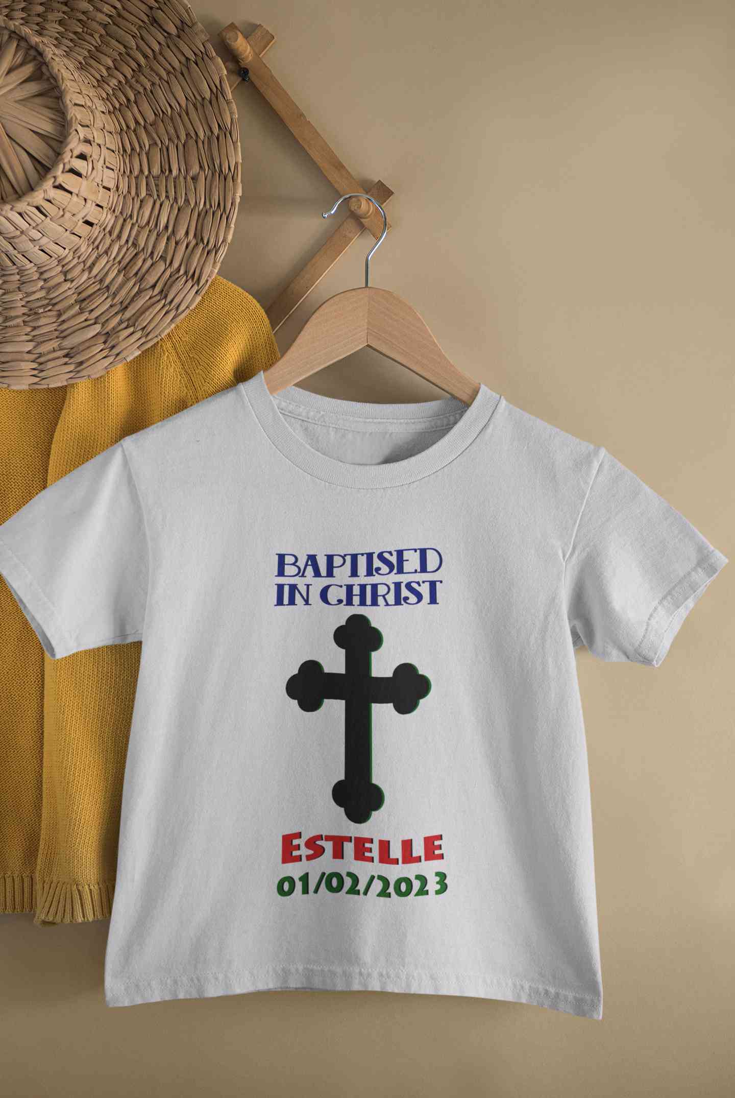 Custom Name And Date Baptised In Christ Christening Day Baptism Half Sleeves T-Shirt For Girls -FunkyTeesClub