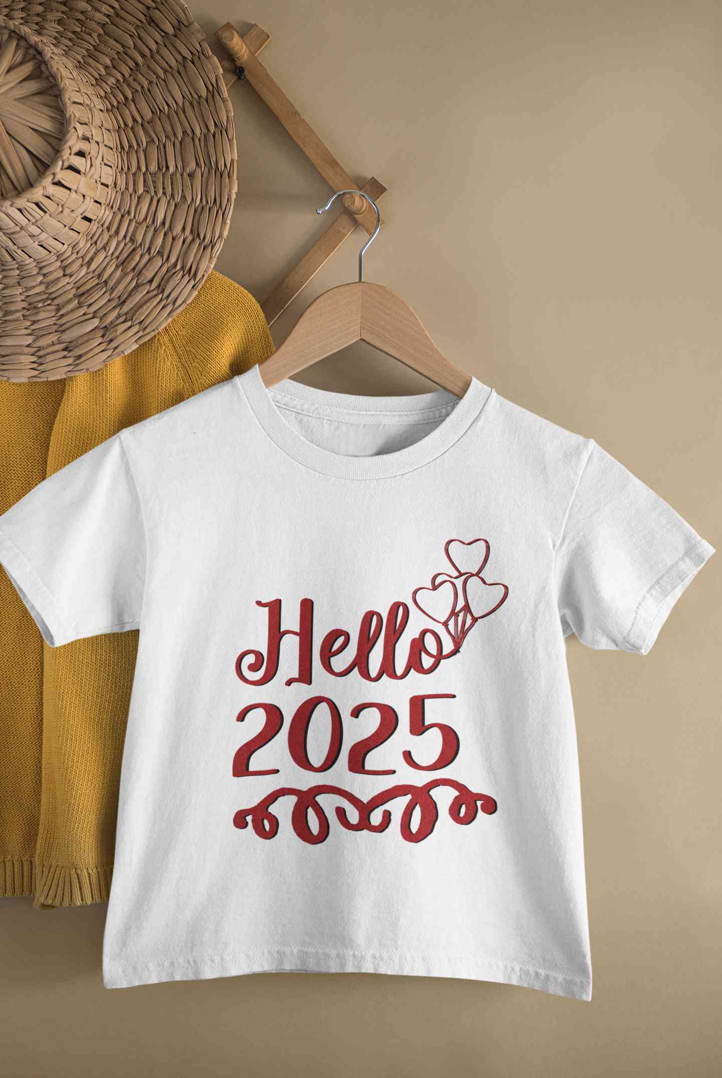 Hello 2025 New Year Half Sleeves T-Shirt For Girls -FunkyTeesClub