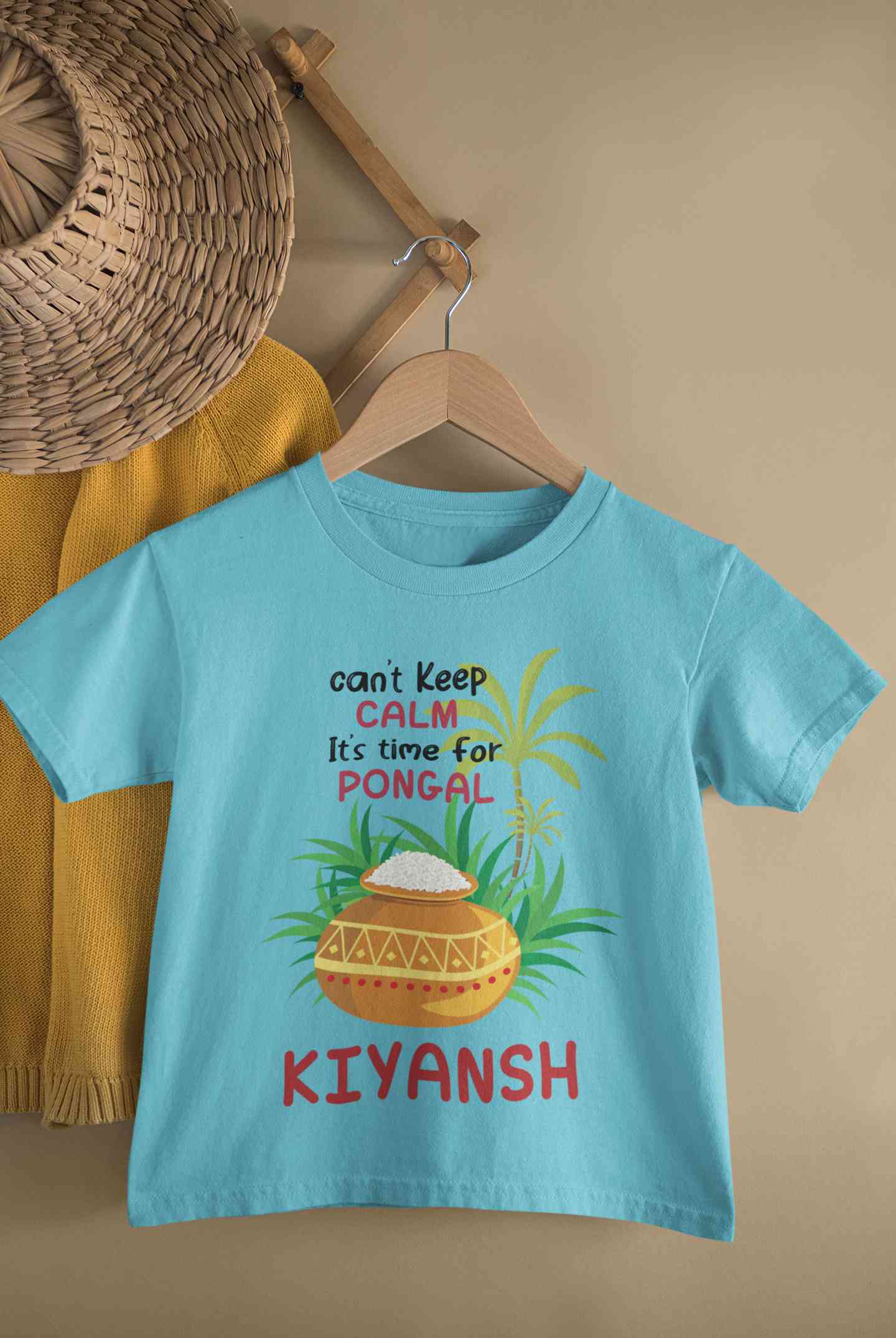 Custom Name Time For Pongal Half Sleeves T-Shirt for Boy-FunkyTeesClub