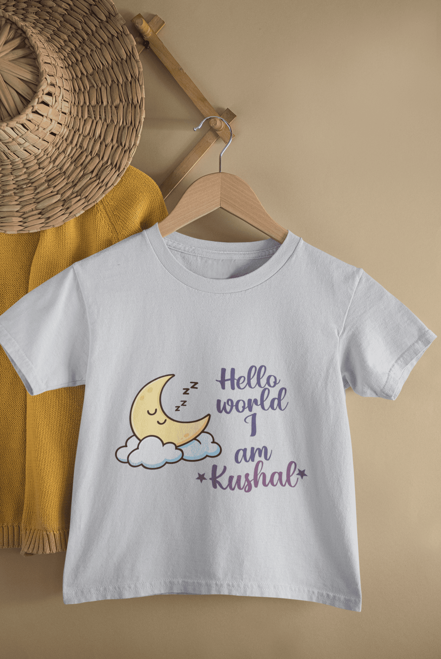 Custom Name Hello World New Born Half Sleeves T-Shirt for Boys -FunkyTeesClub