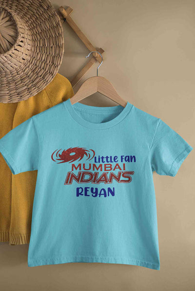Custom Name IPL MI Mumbai Indians Little Fan Half Sleeves T-Shirt for Boy-FunkyTeesClub