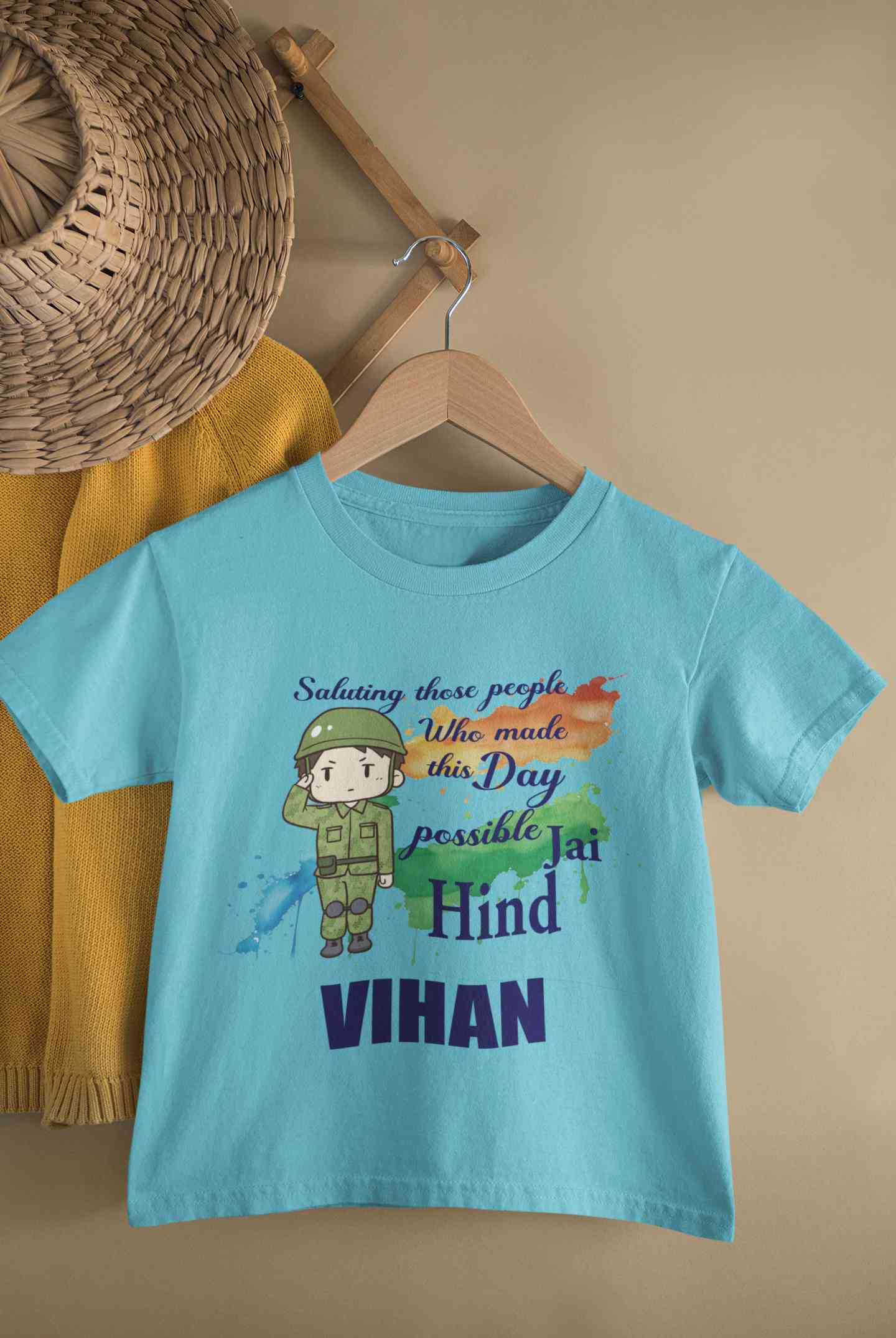 Custom Name Saluting Those People Who Made This Day Possible Jai Hind Independence Day Half Sleeves T-Shirt for Boy-FunkyTeesClub