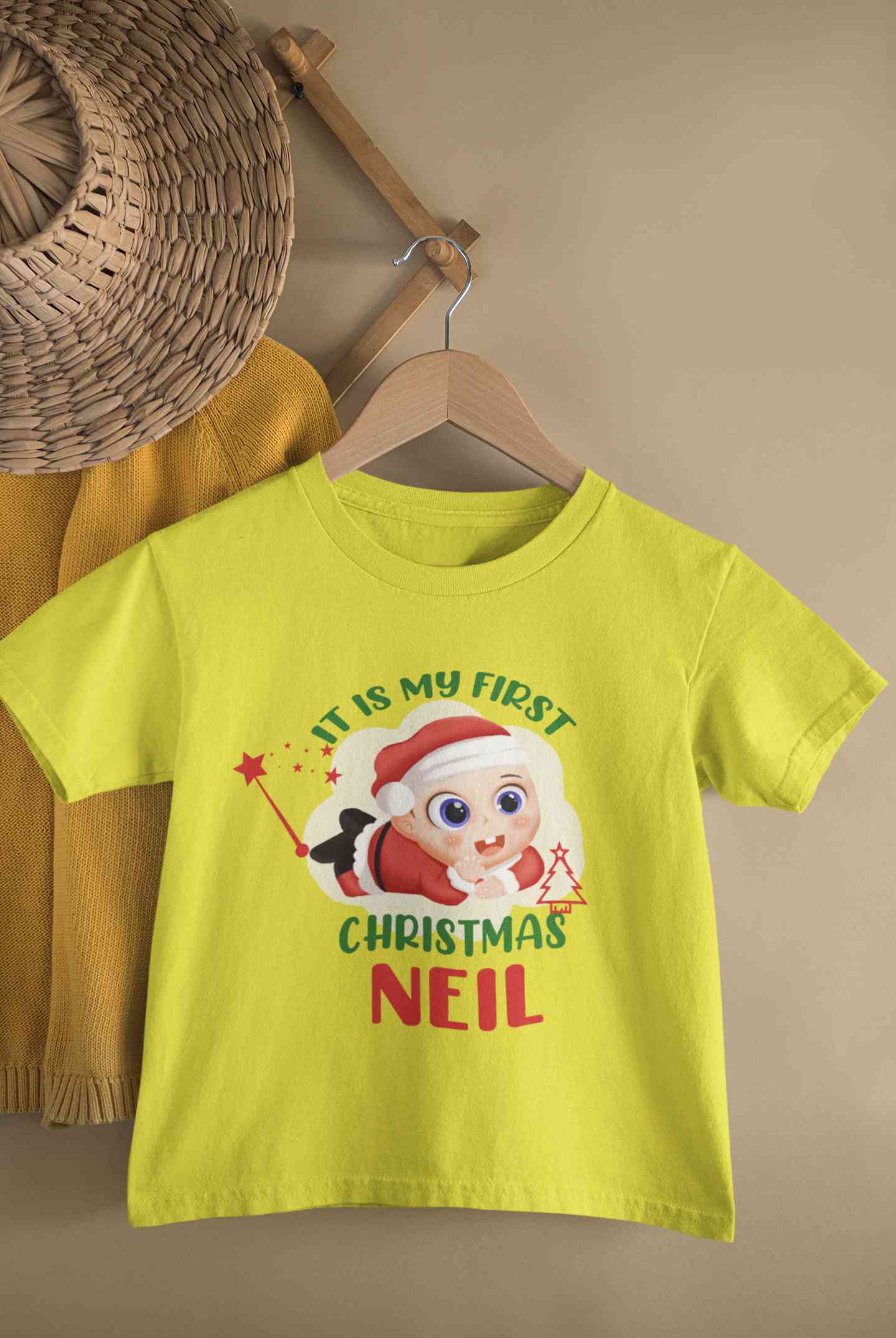 Customized Name It Is My First Christmas Half Sleeves T-Shirt for Boy-FunkyTeesClub