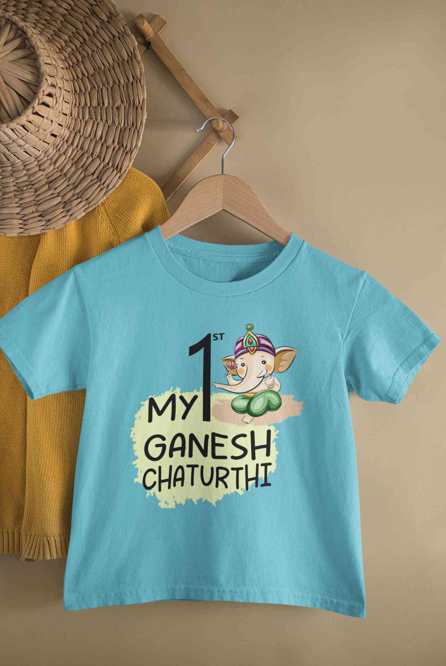 My 1st Ganesh Chaturthi Half Sleeves T-Shirt for Boy-FunkyTeesClub