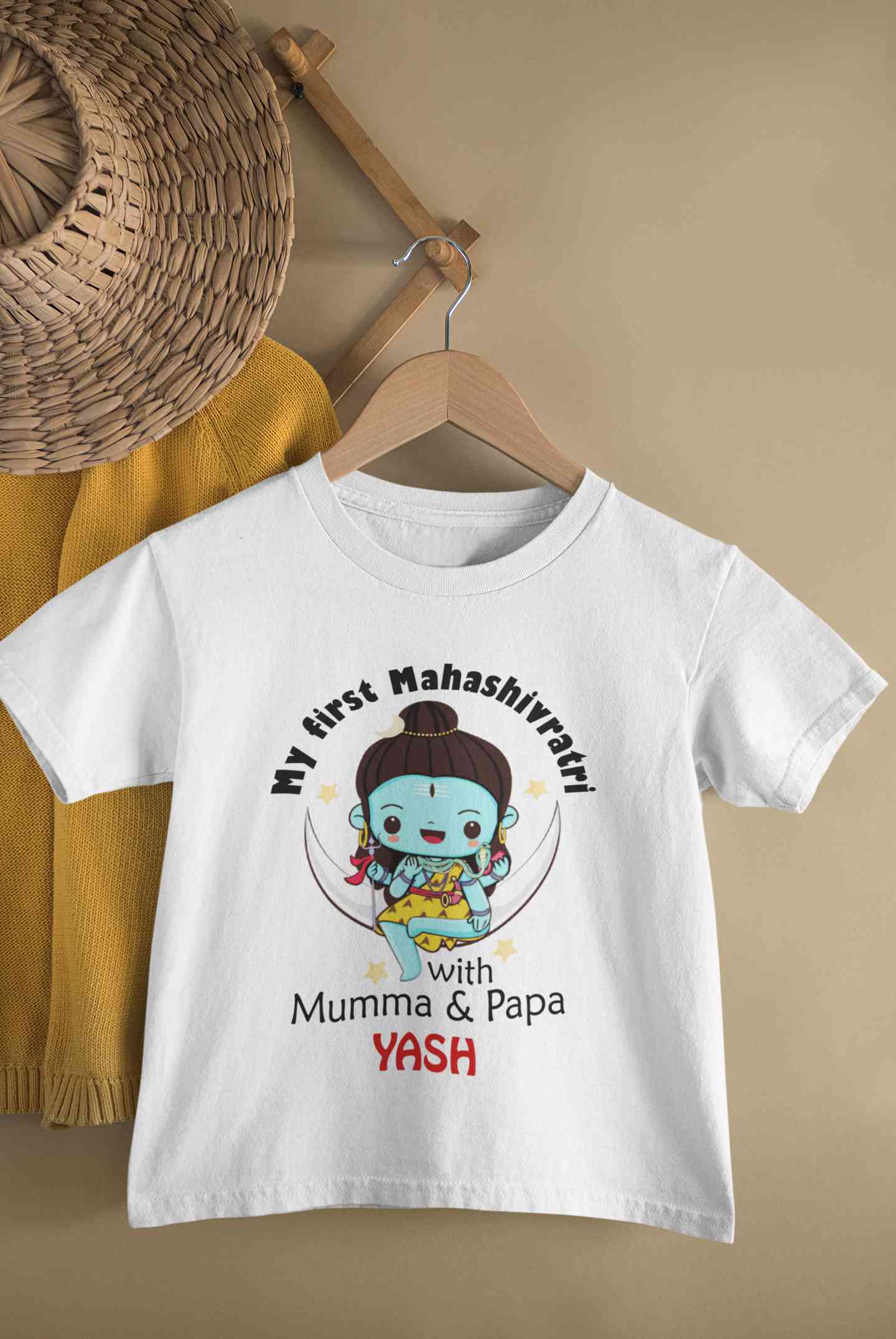 Custom Name Mahashivratri With Mumma & Papa Half Sleeves T-Shirt for Boy-FunkyTeesClub