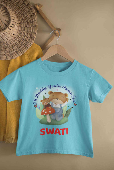 Custom Name Ohh Daddy You Are Purr Fect Fathers Day Half Sleeves T-Shirt For Girls -FunkyTeesClub