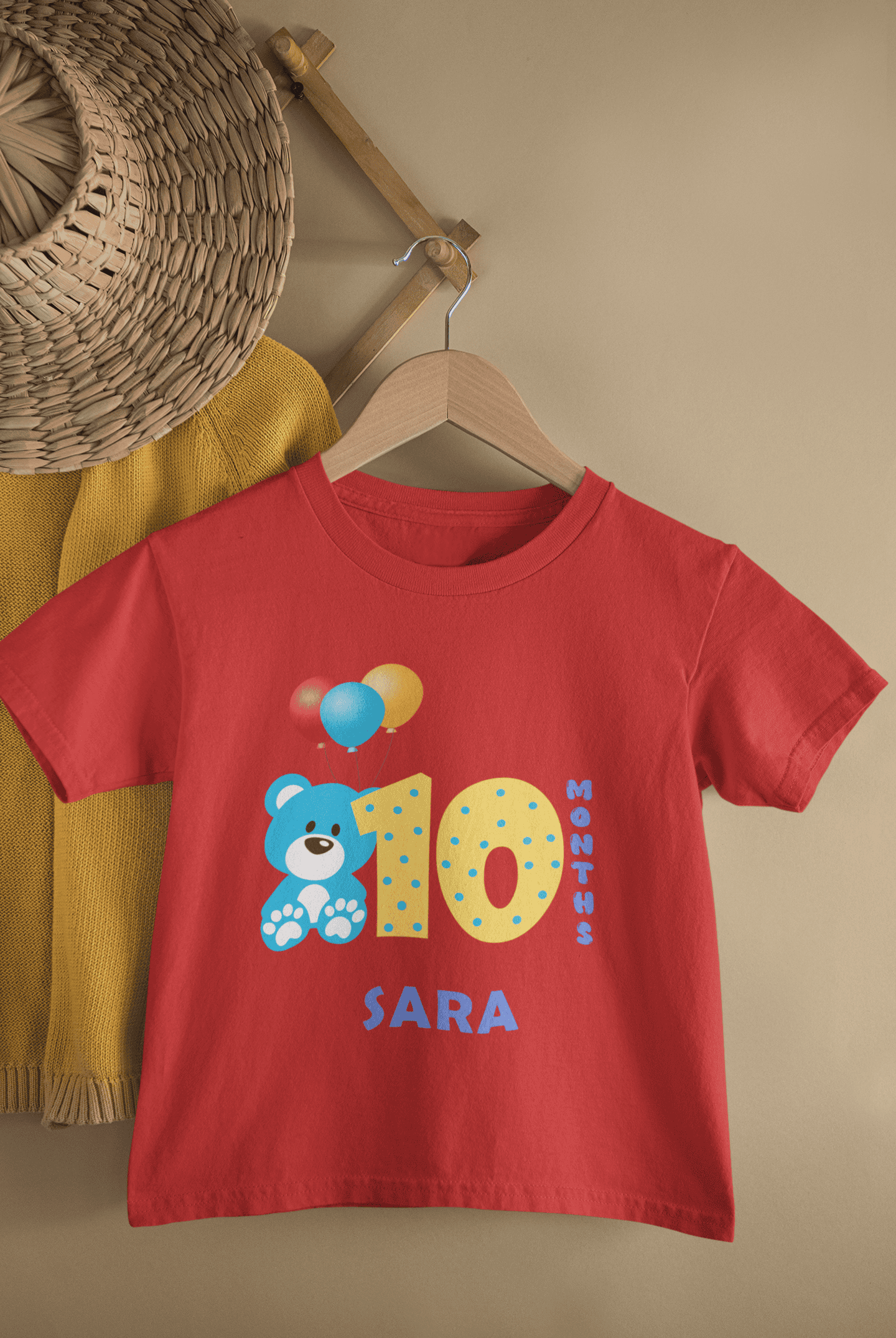 Custom Name Tenth Month Birthday Half Sleeves T-Shirt For Girls -FunkyTeesClub