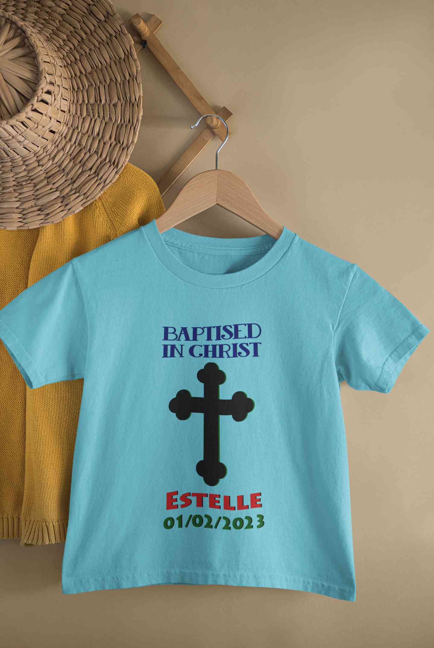 Custom Name And Date Baptised In Christ Christening Day Baptism Half Sleeves T-Shirt for Boy-FunkyTeesClub