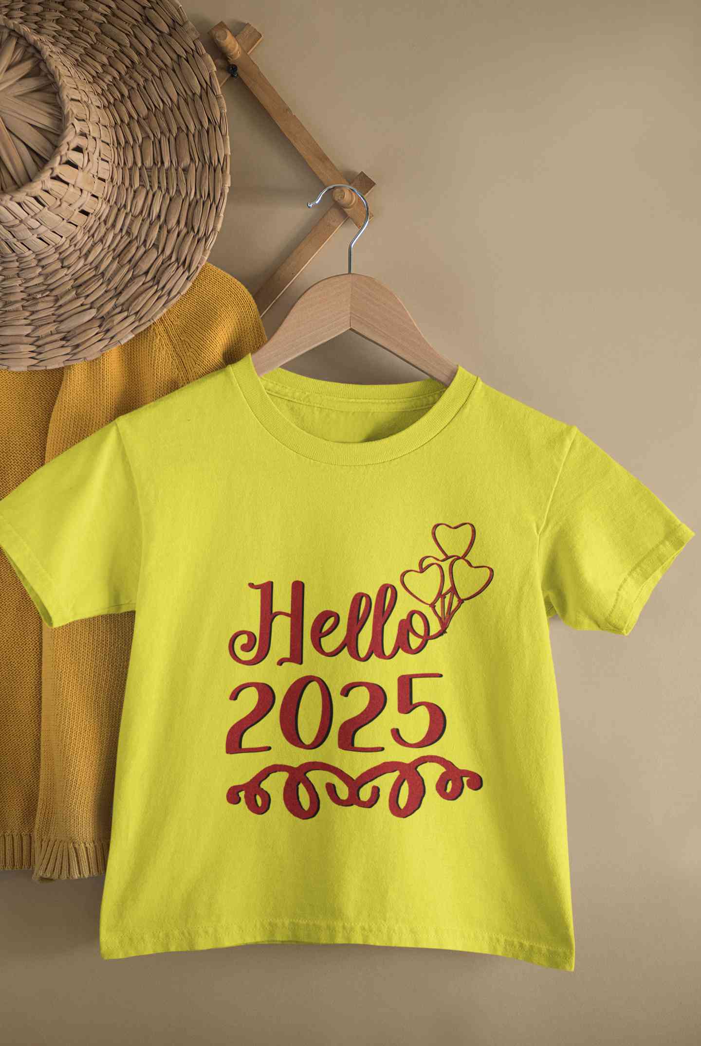 Hello 2025 New Year Half Sleeves T-Shirt For Girls -FunkyTeesClub