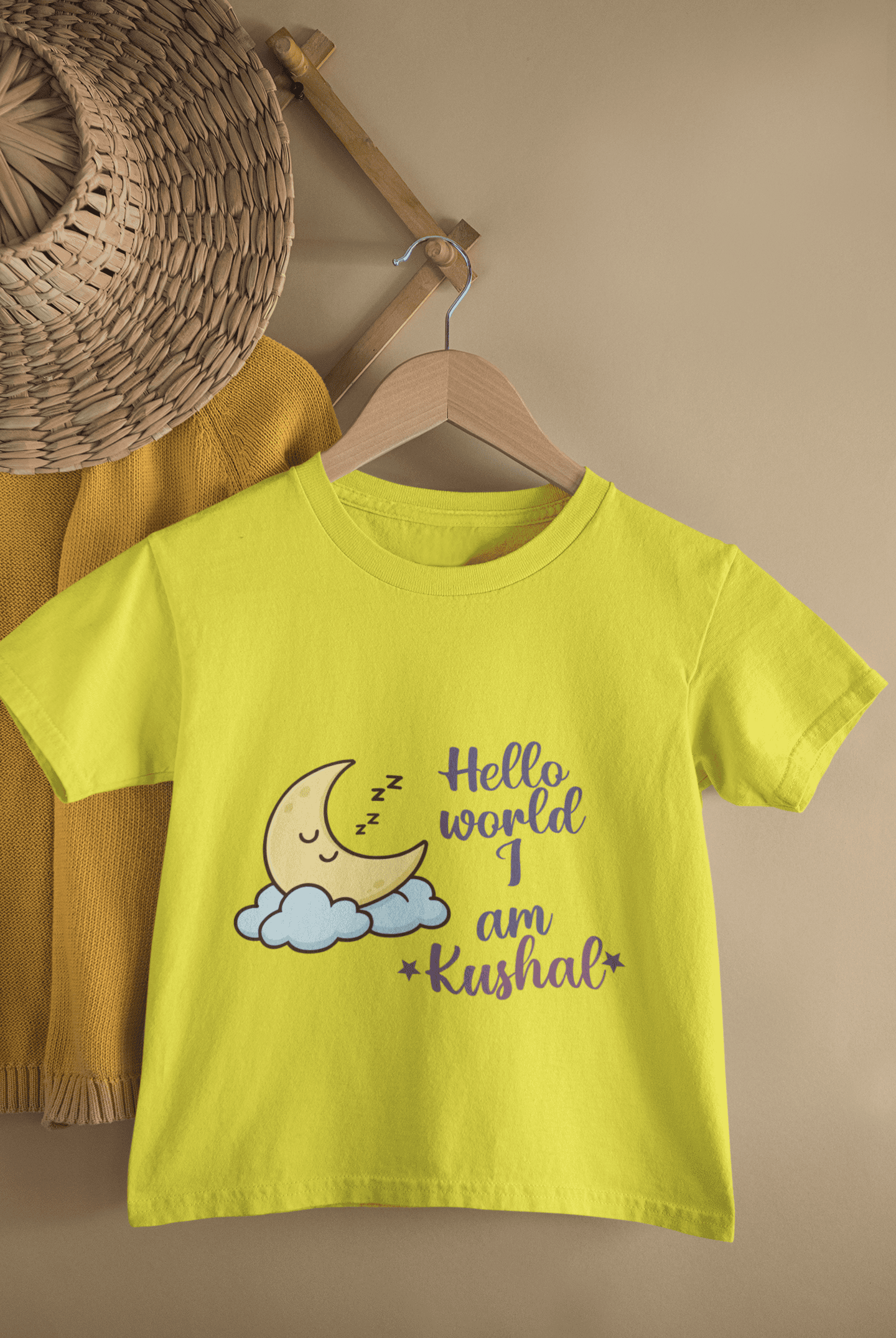 Custom Name Hello World New Born Half Sleeves T-Shirt for Boys -FunkyTeesClub
