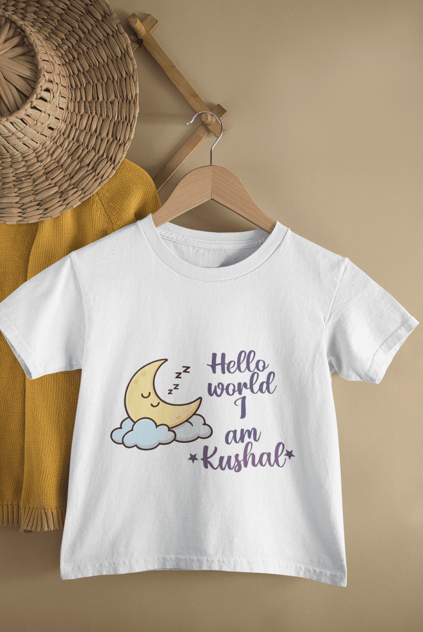 Custom Name Hello World New Born Half Sleeves T-Shirt for Boys -FunkyTeesClub