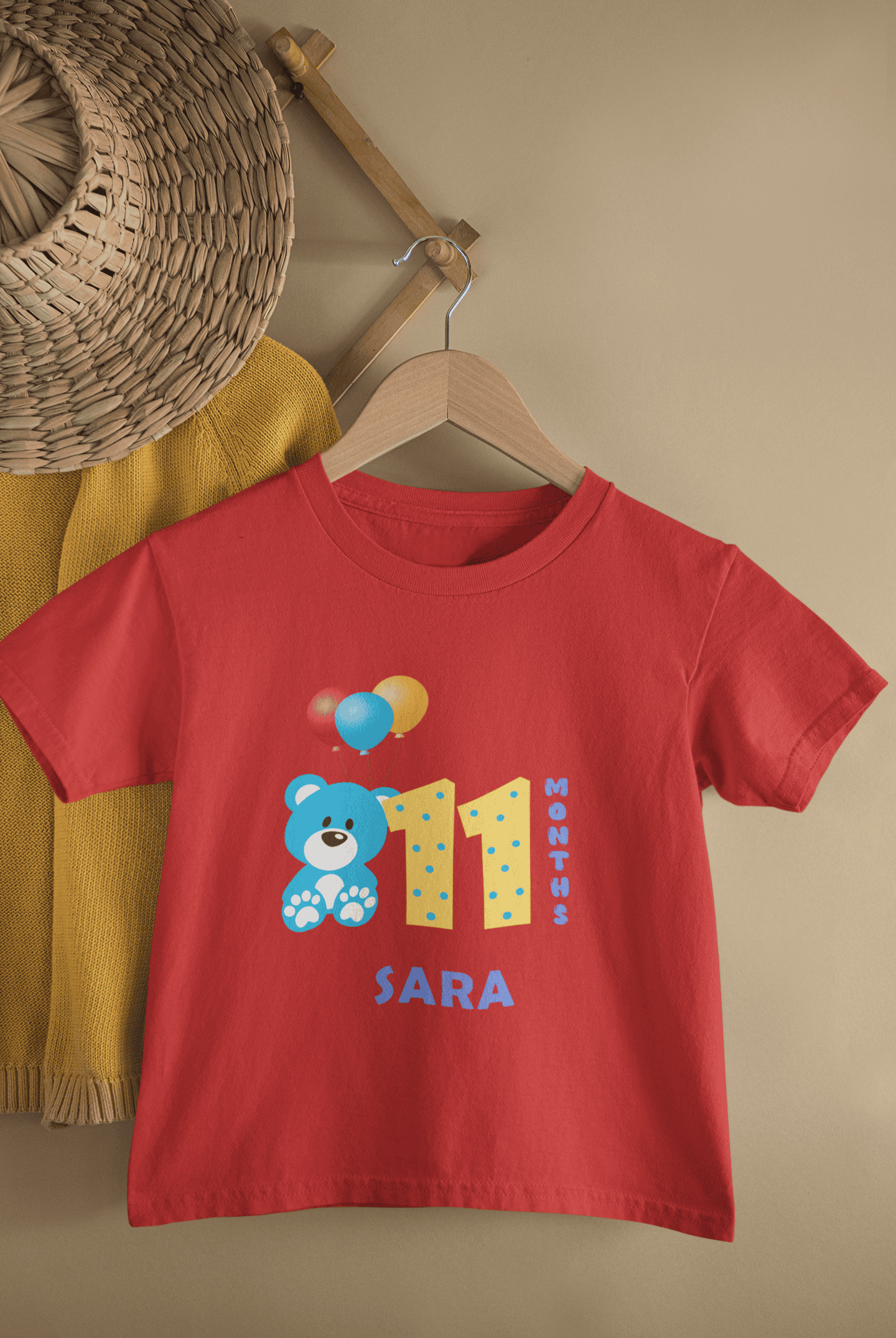 Custom Name Eleventh Month Birthday Half Sleeves T-Shirt For Girls -FunkyTeesClub