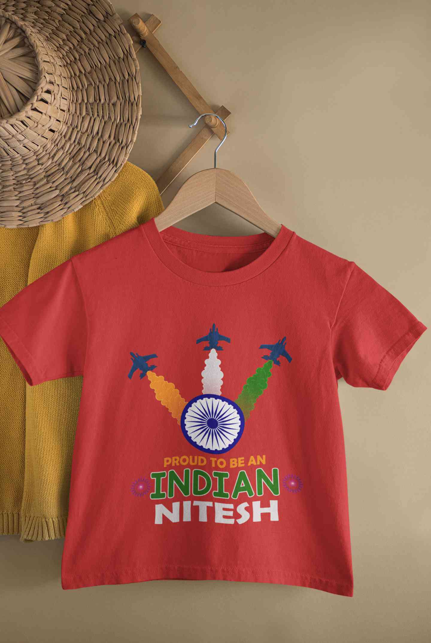 Custom Name Proud To Be An Indian Independence Day Half Sleeves T-Shirt for Boy-FunkyTeesClub