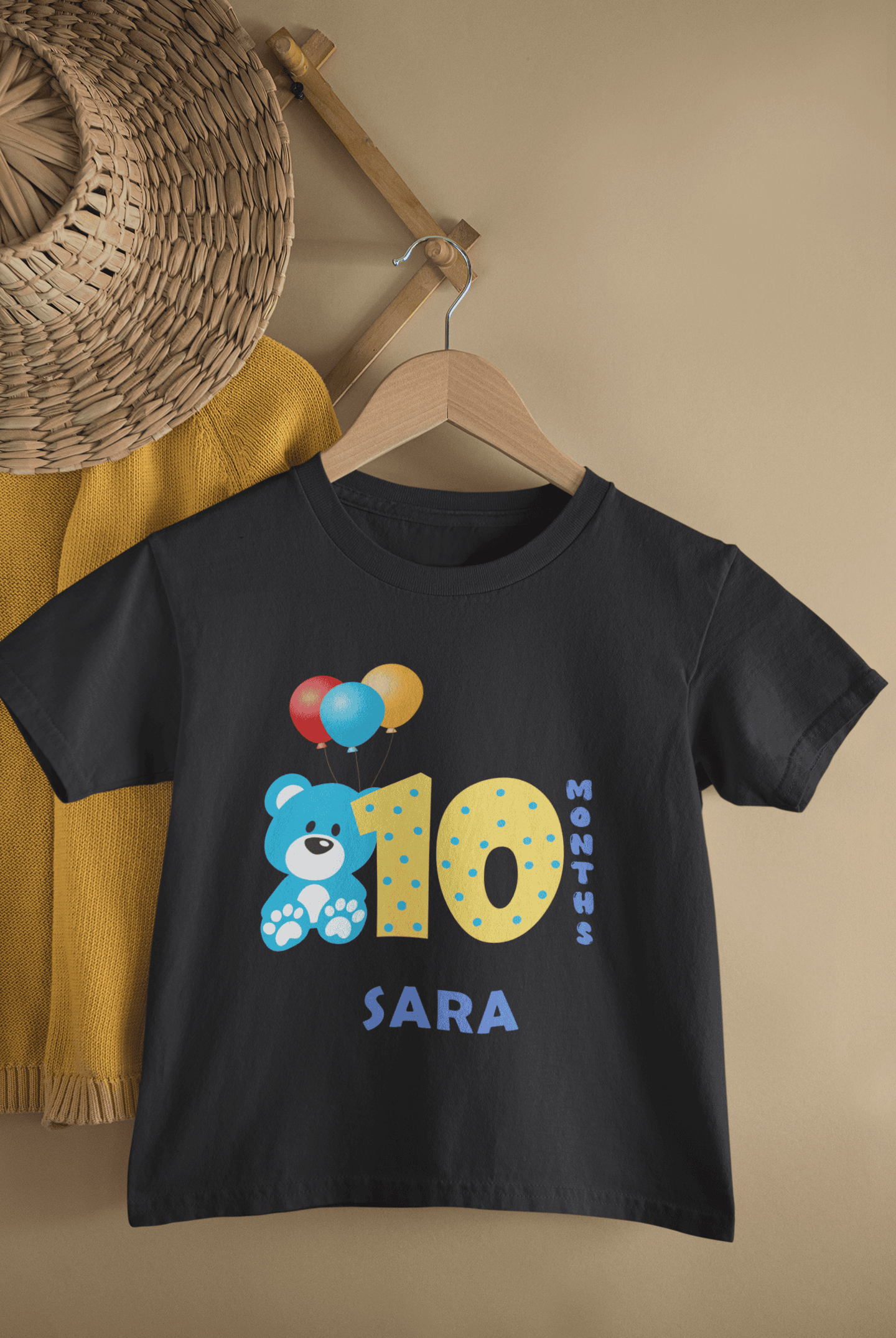 Custom Name Tenth Month Birthday Half Sleeves T-Shirt For Girls -FunkyTeesClub