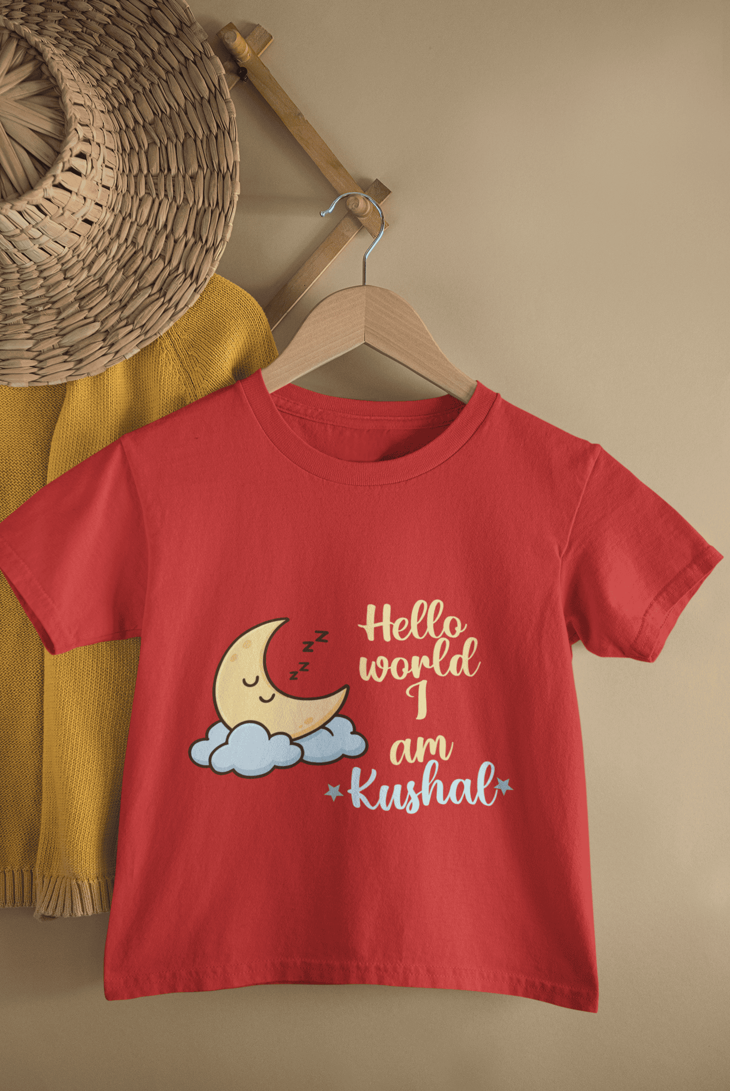 Custom Name Hello World New Born Half Sleeves T-Shirt for Boys -FunkyTeesClub