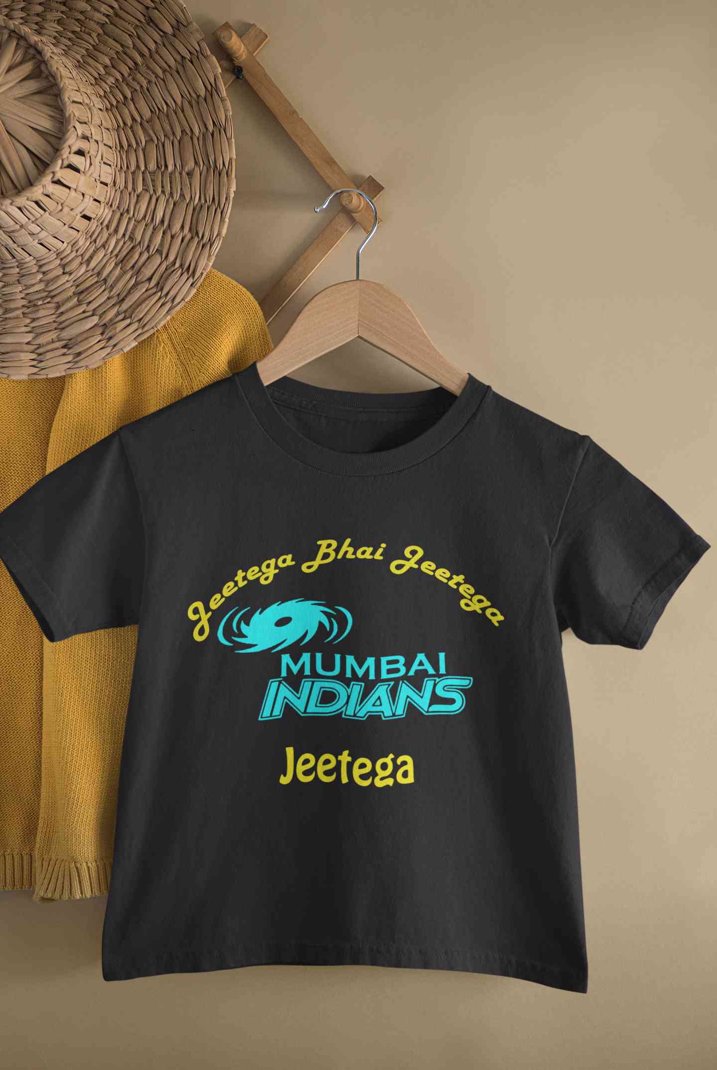 IPL Mumbai Indians Jeetega Bhai Jeetega MI Jeetega Half Sleeves T-Shirt for Boy-FunkyTeesClub