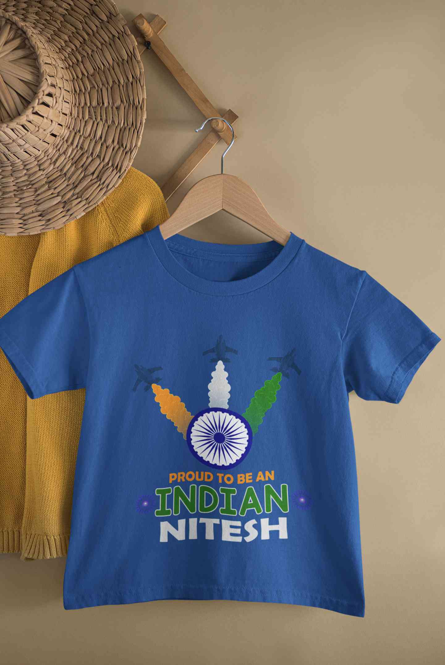 Custom Name Proud To Be An Indian Independence Day Half Sleeves T-Shirt for Boy-FunkyTeesClub