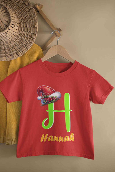Custom Name Christmas Half Sleeves T-Shirt For Girls -FunkyTeesClub