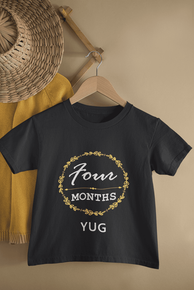 Custom Name Four Month Birthday Half Sleeves T-Shirt for Boys -FunkyTeesClub