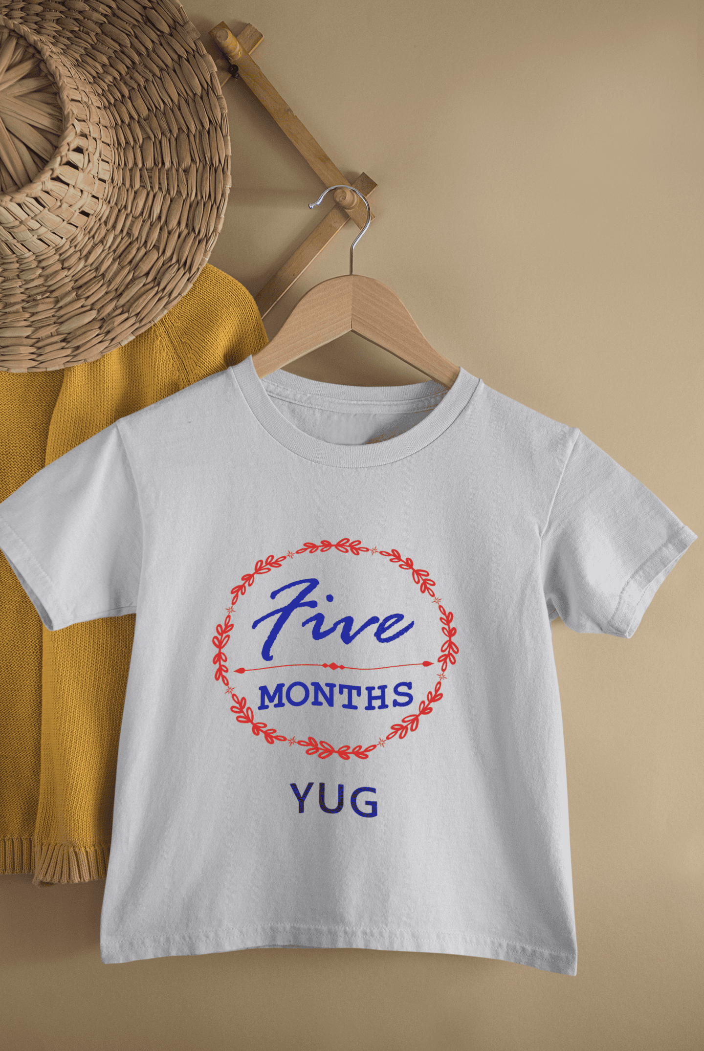 Custom Name Five Month Birthday Half Sleeves T-Shirt for Boys -FunkyTeesClub