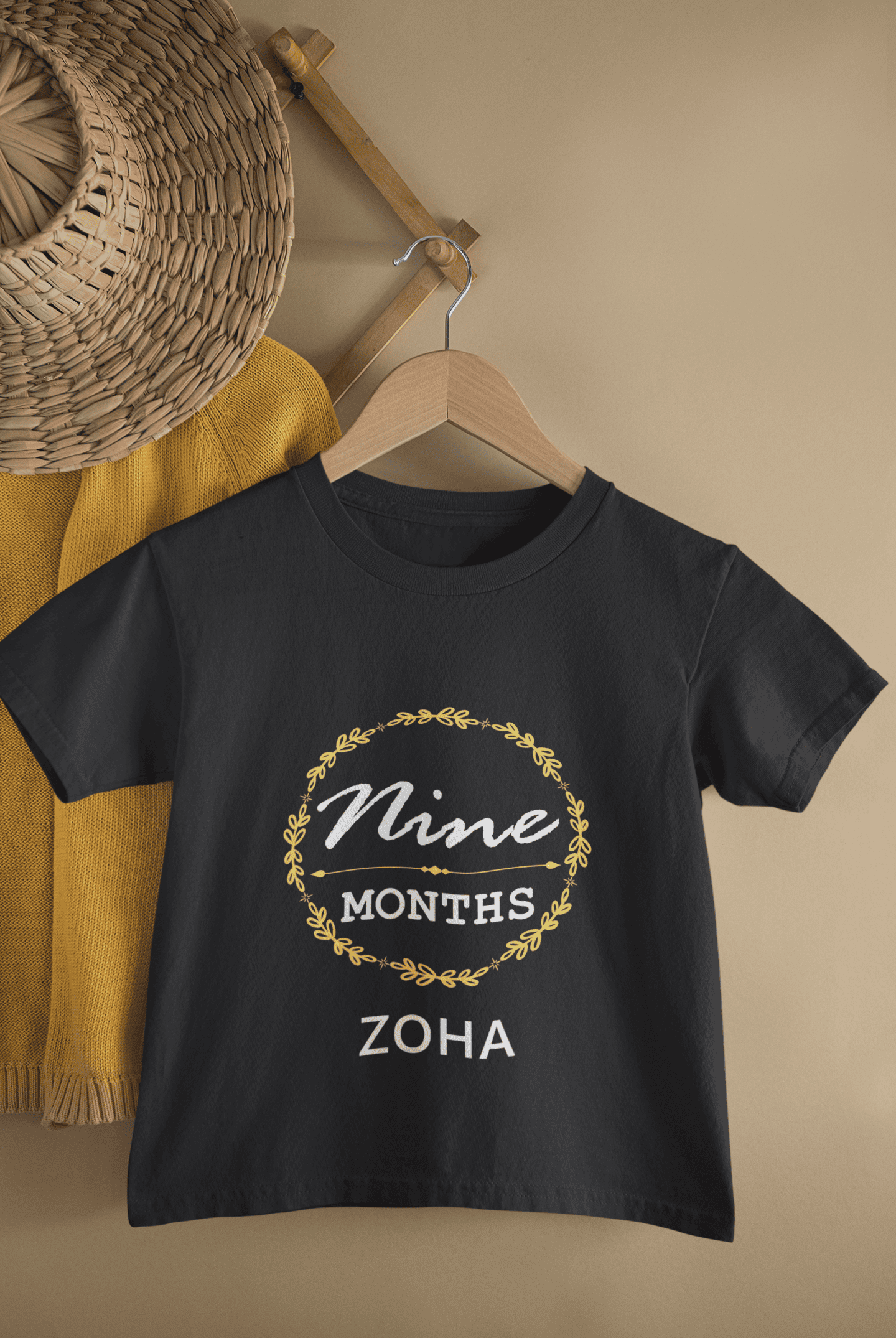 Custom Name Nine Month Birthday Half Sleeves T-Shirt For Girls -FunkyTeesClub