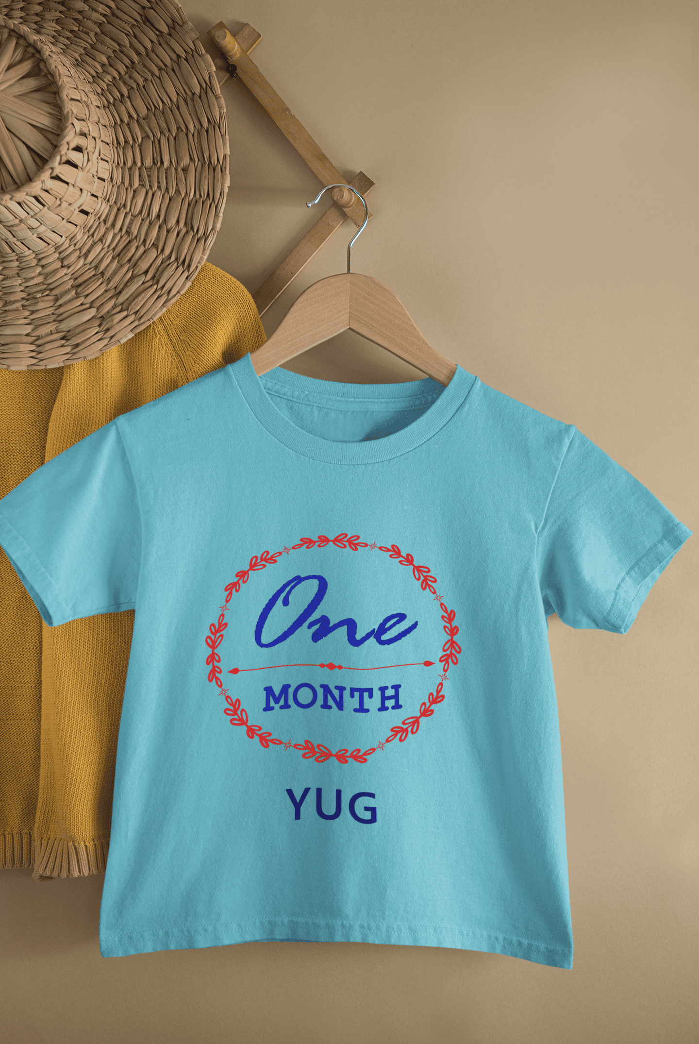 Custom Name One Month Birthday Half Sleeves T-Shirt for Boys -FunkyTeesClub