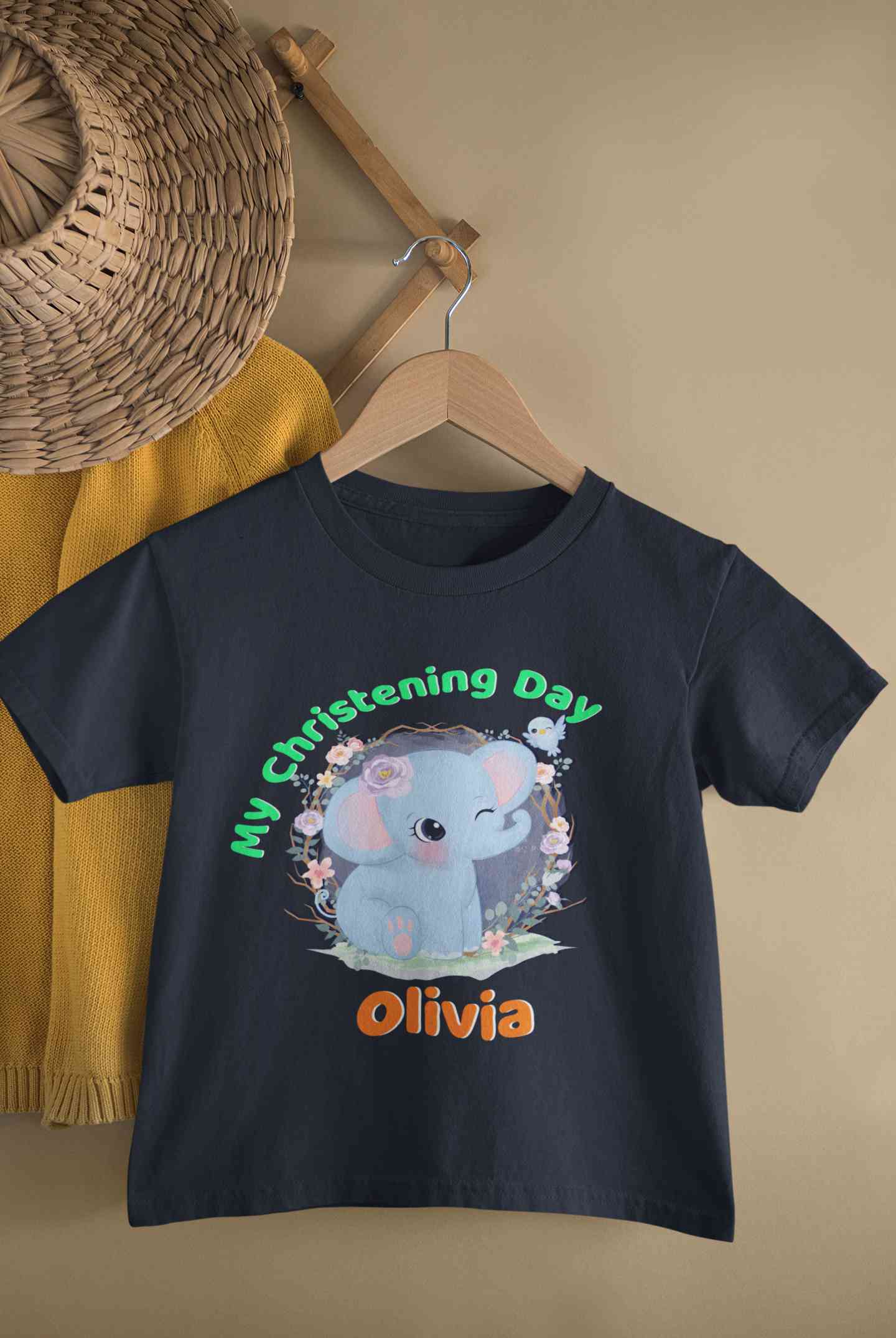Custom Name Christening Day Baptism Half Sleeves T-Shirt For Girls -FunkyTeesClub