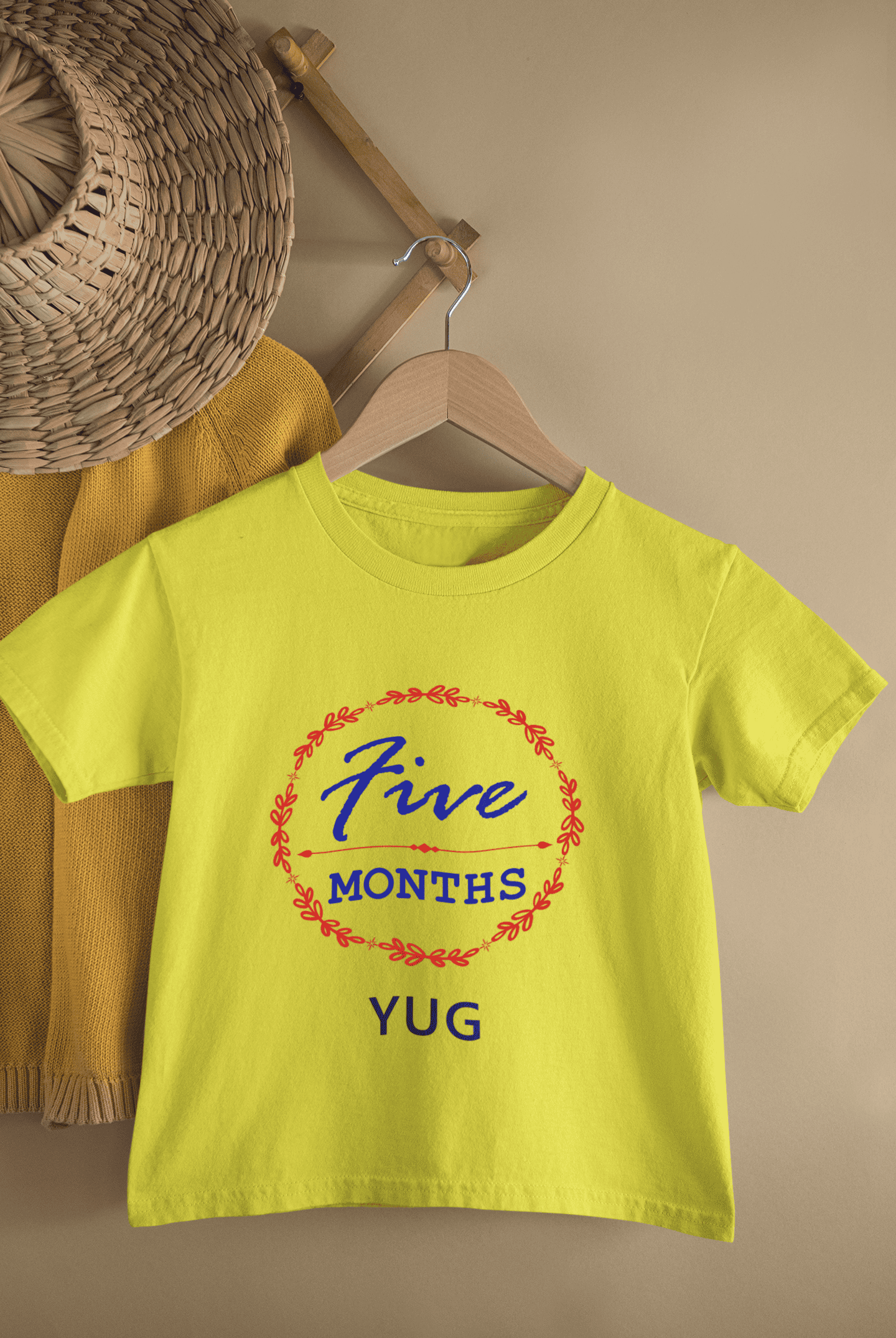 Custom Name Five Month Birthday Half Sleeves T-Shirt for Boys -FunkyTeesClub