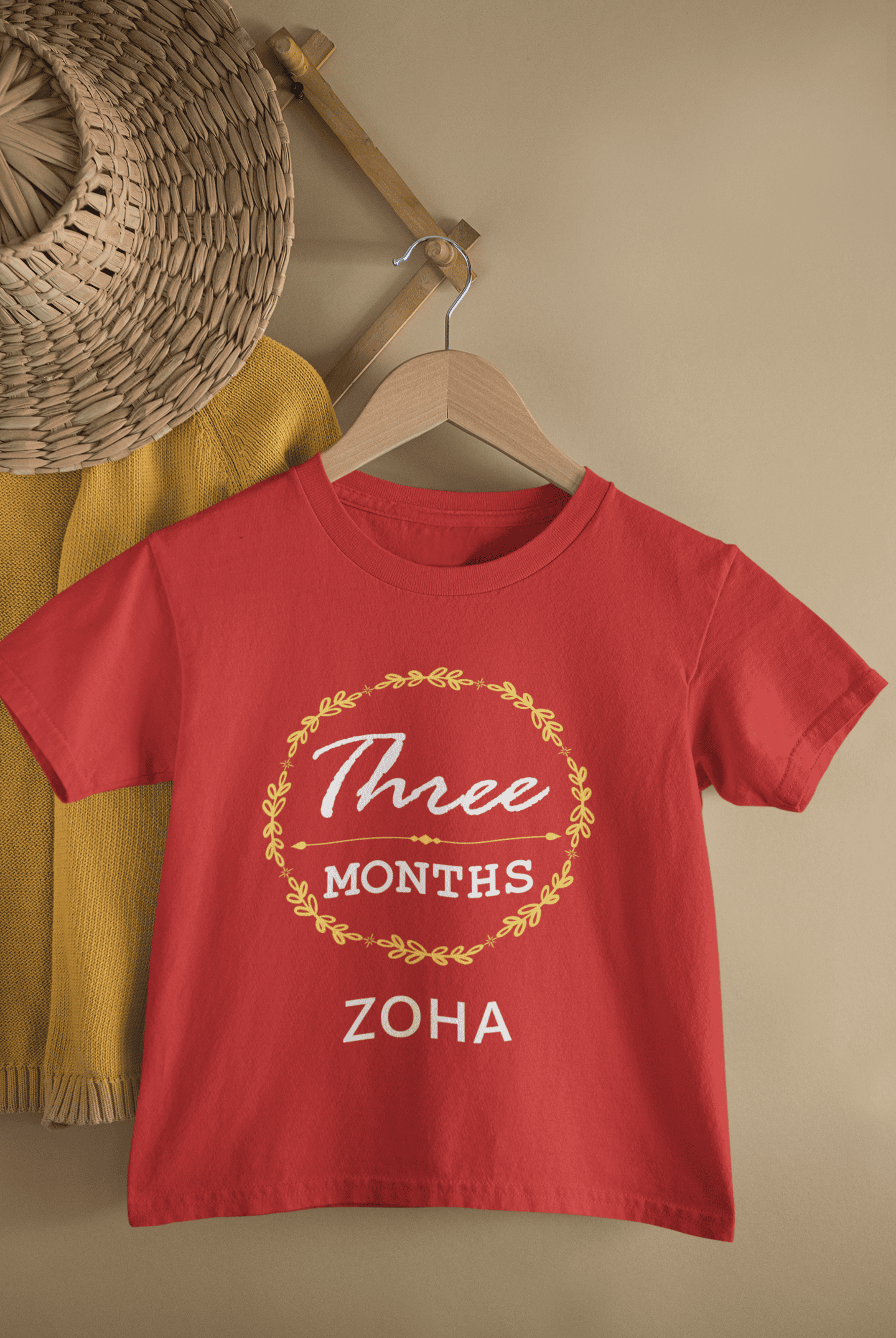 Custom Name Three Month Birthday Half Sleeves T-Shirt For Girls -FunkyTeesClub