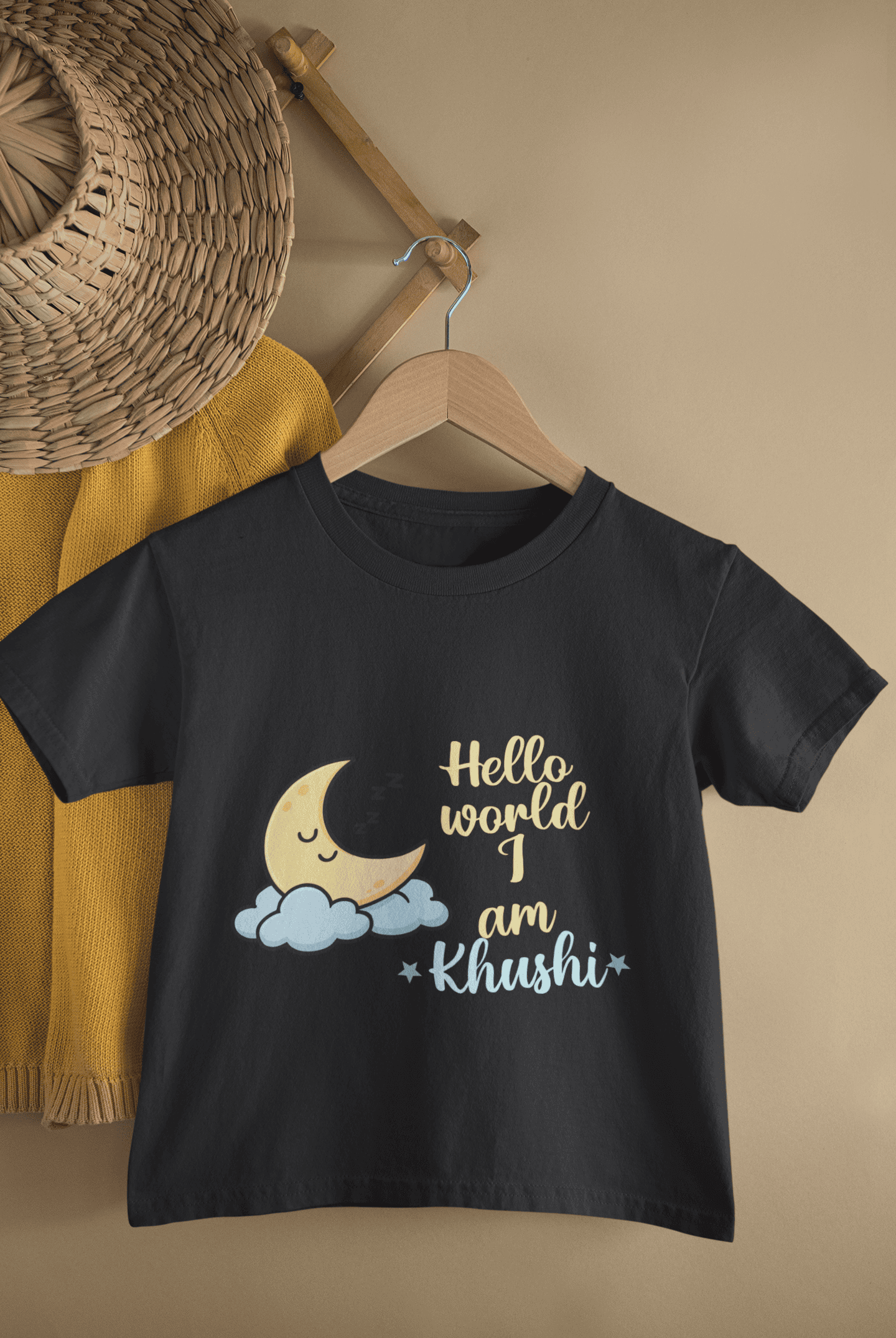 Custom Name Hello World New Born Half Sleeves T-Shirt For Girls -FunkyTeesClub