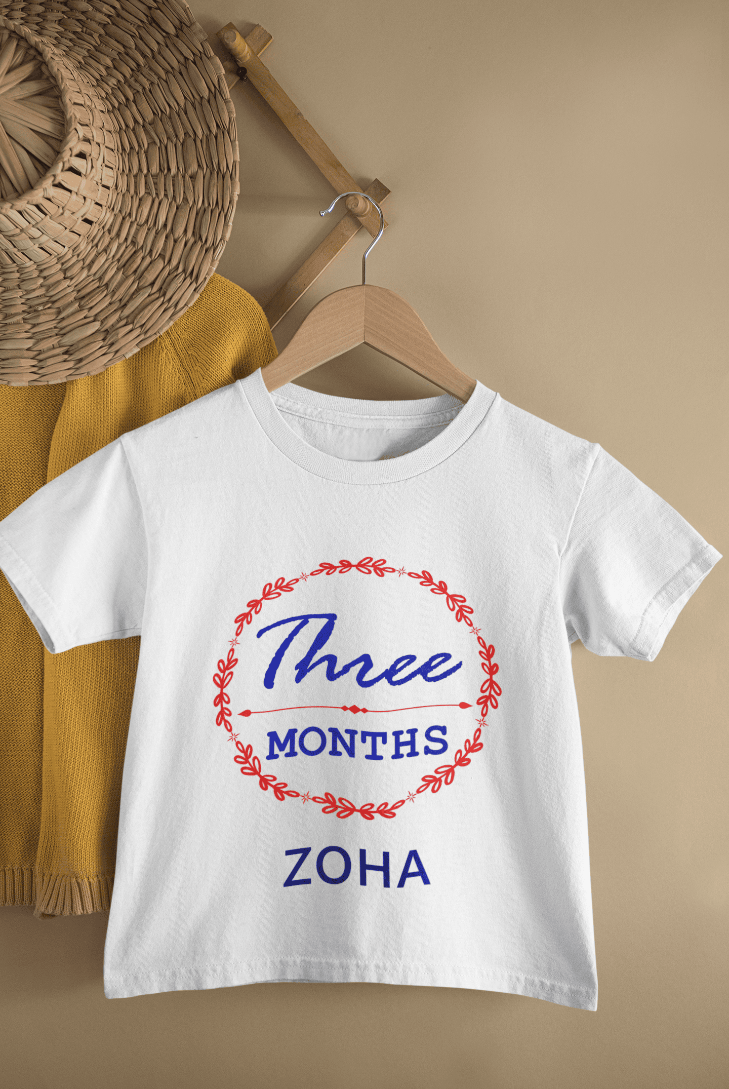 Custom Name Three Month Birthday Half Sleeves T-Shirt For Girls -FunkyTeesClub