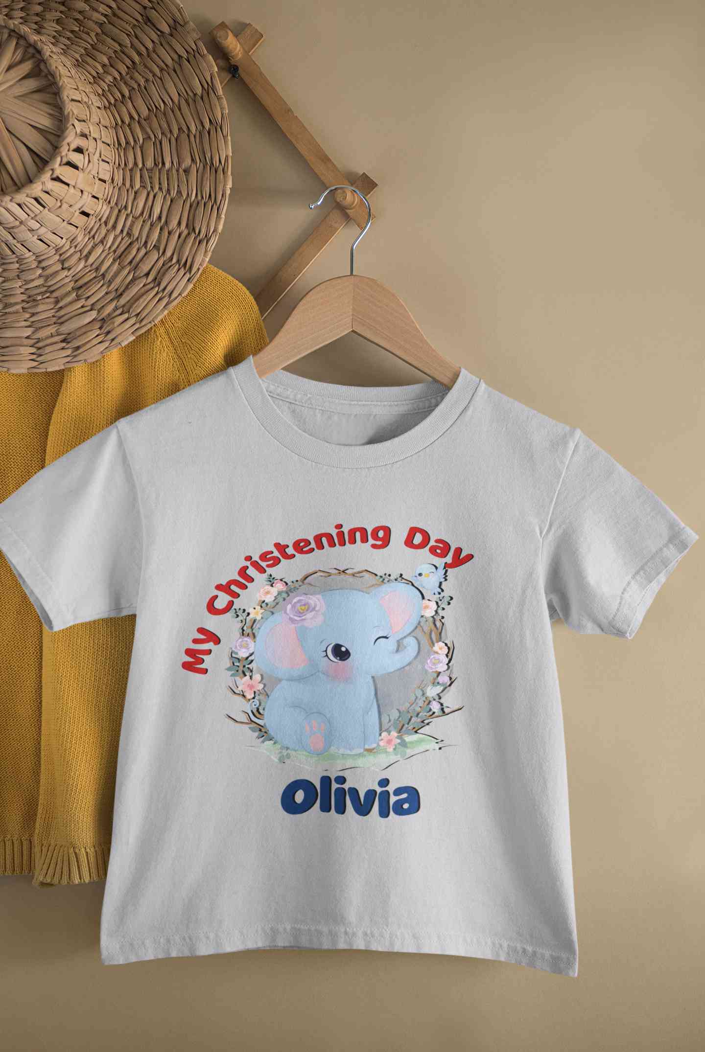 Custom Name Christening Day Baptism Half Sleeves T-Shirt For Girls -FunkyTeesClub