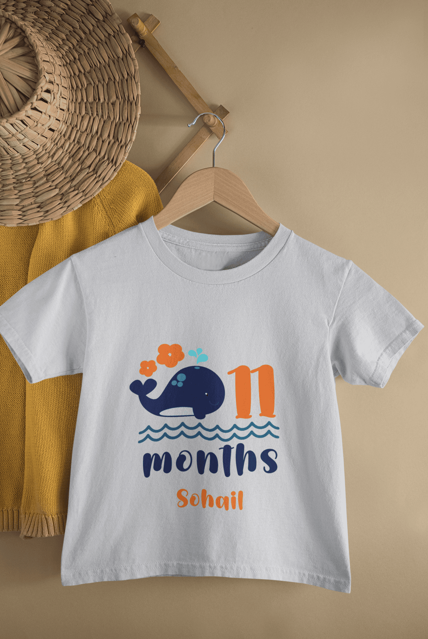 Custom Name Eleventh Month Birthday Half Sleeves T-Shirt for Boys -FunkyTeesClub