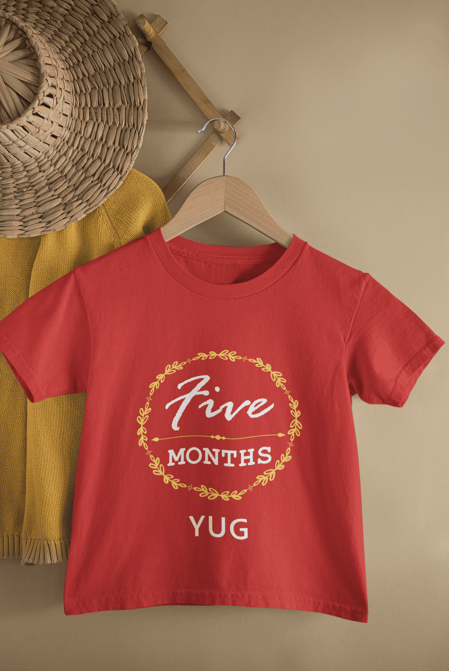 Custom Name Five Month Birthday Half Sleeves T-Shirt for Boys -FunkyTeesClub
