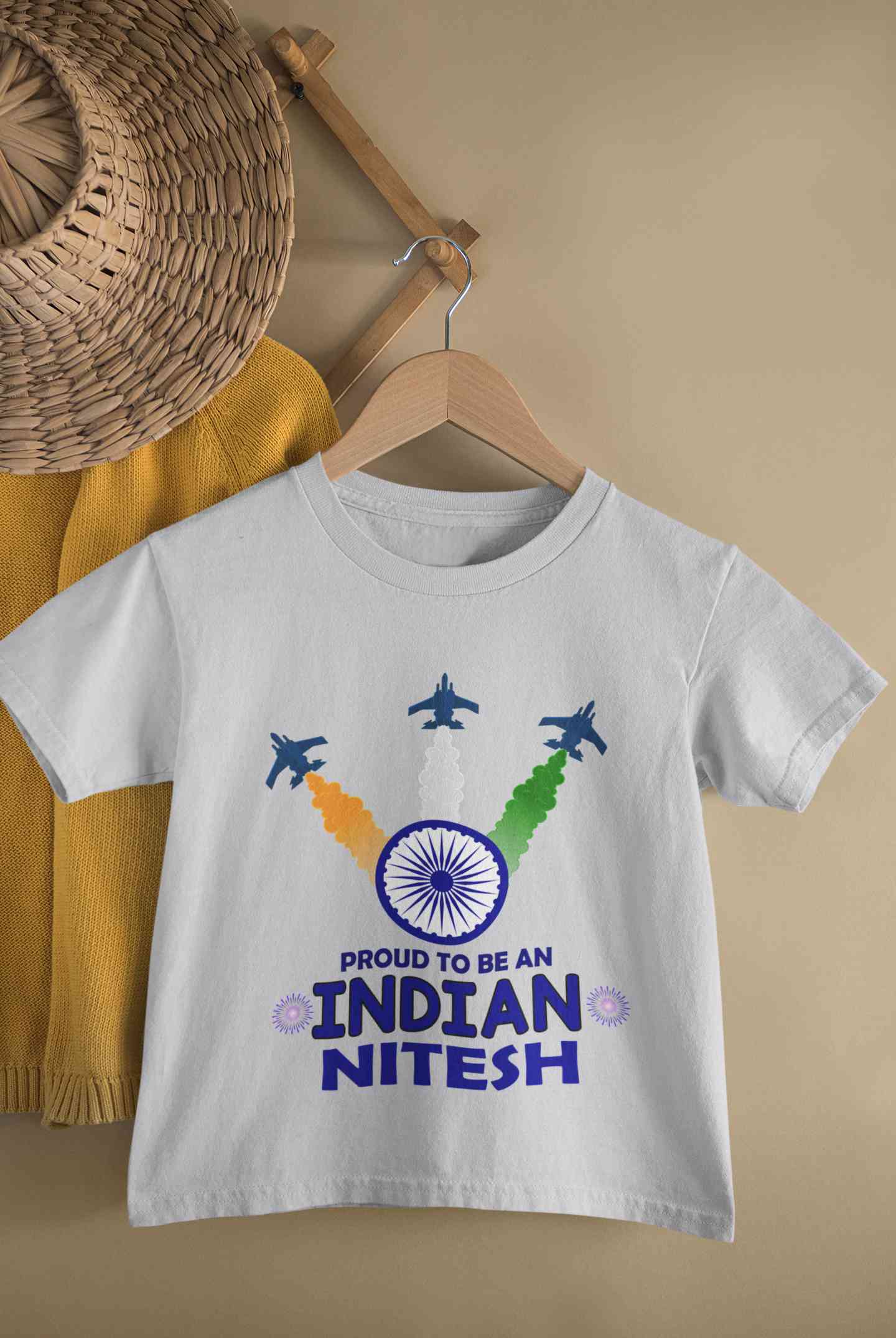 Custom Name Proud To Be An Indian Independence Day Half Sleeves T-Shirt for Boy-FunkyTeesClub