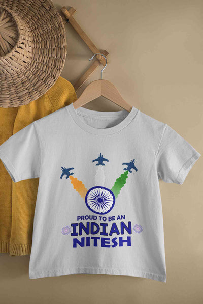 Custom Name Proud To Be An Indian Independence Day Half Sleeves T-Shirt for Boy-FunkyTeesClub