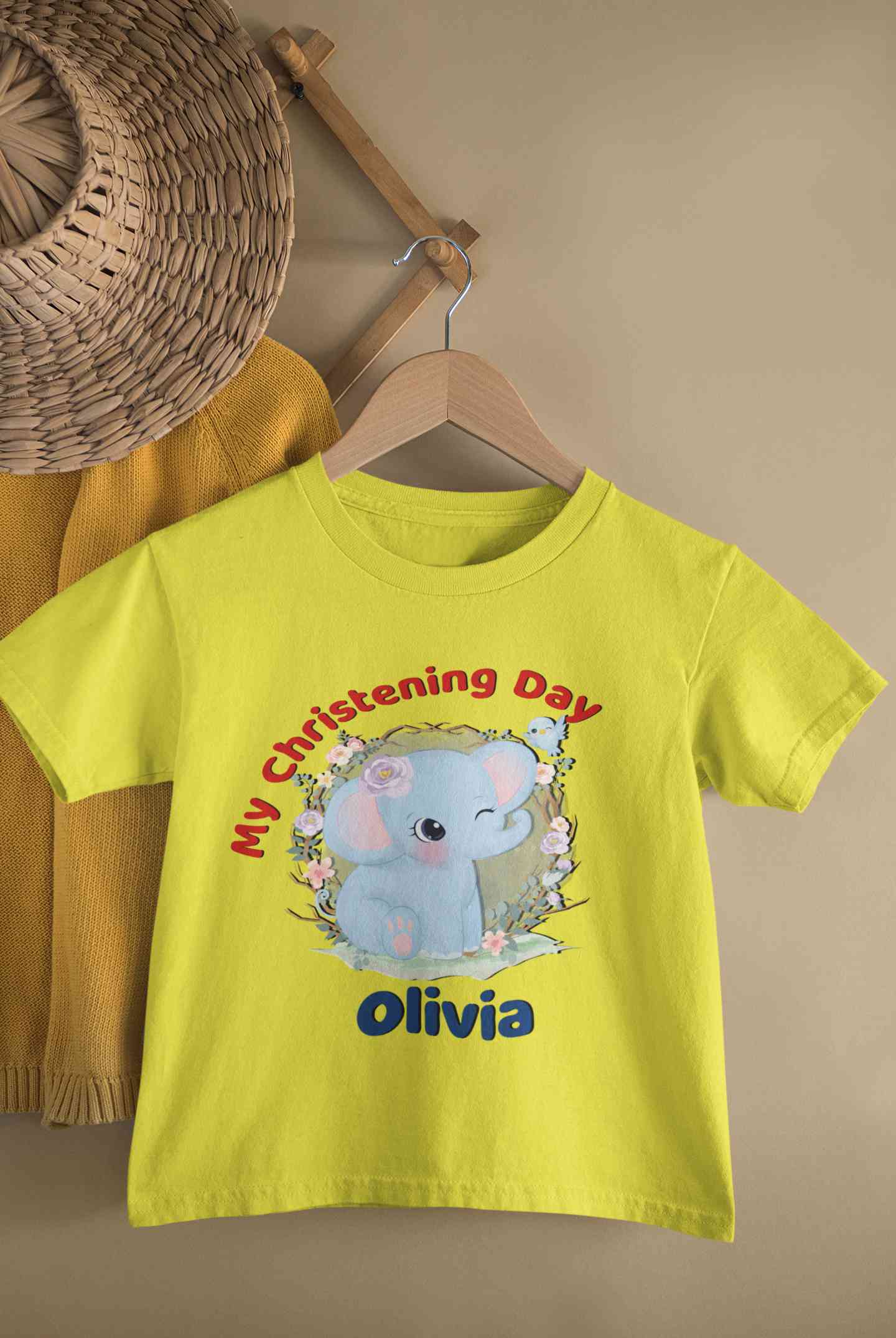 Custom Name Christening Day Baptism Half Sleeves T-Shirt For Girls -FunkyTeesClub