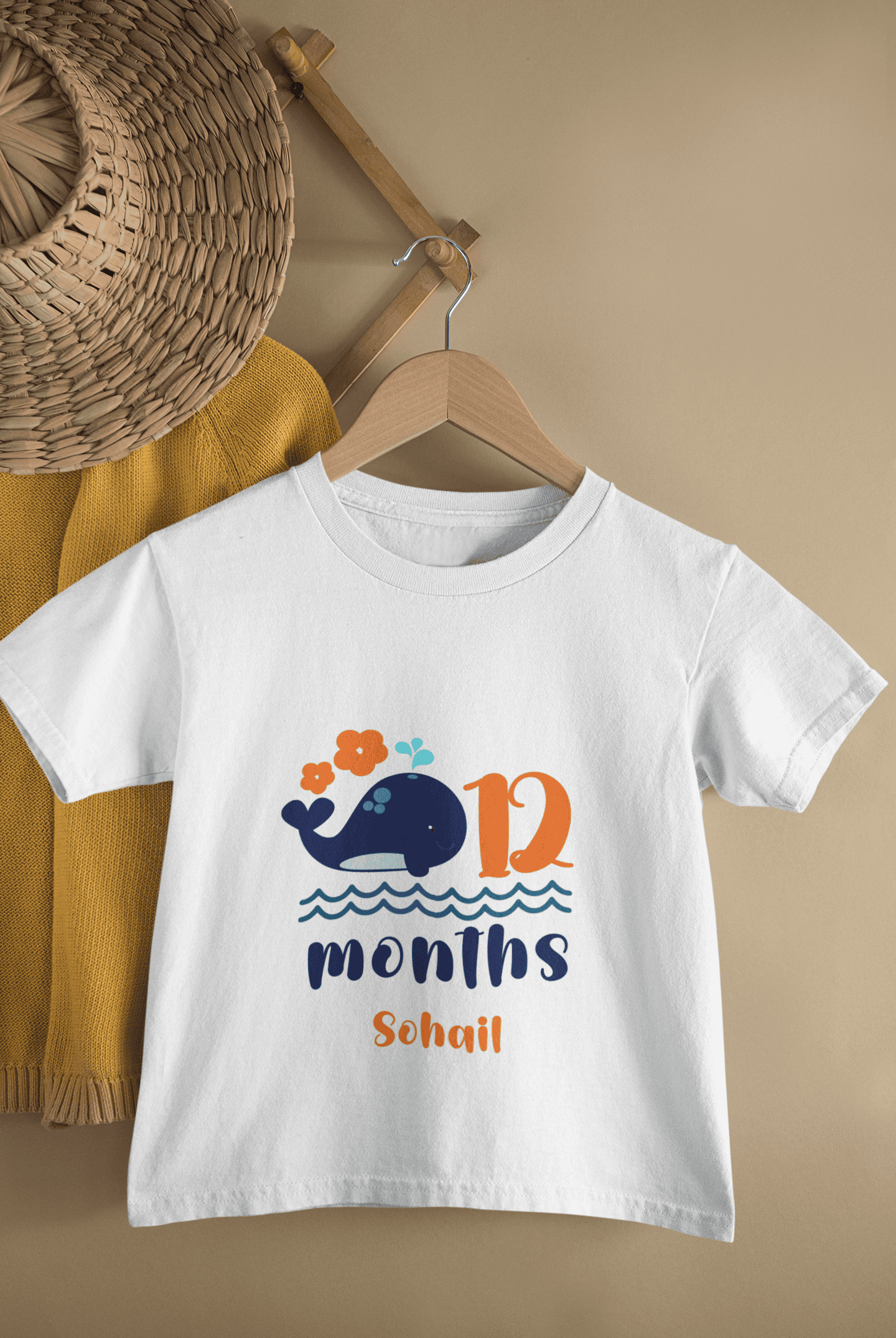 Custom Name Twelve Month Birthday Half Sleeves T-Shirt for Boys -FunkyTeesClub