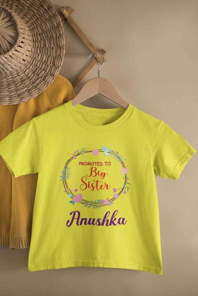 Custom Name Promoted To Big Sister Rakhi Half Sleeves T-Shirt For Girls -FunkyTeesClub