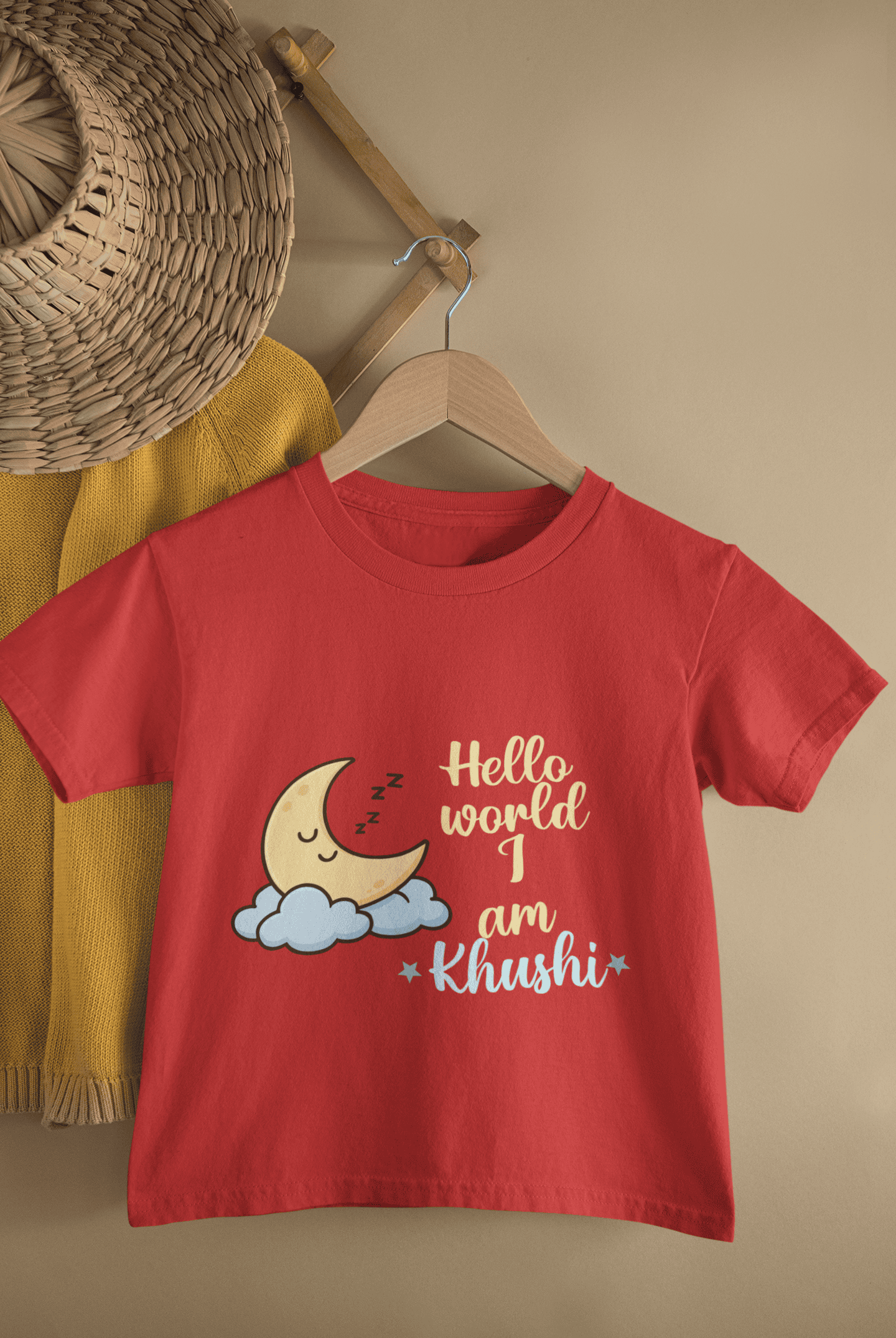 Custom Name Hello World New Born Half Sleeves T-Shirt For Girls -FunkyTeesClub